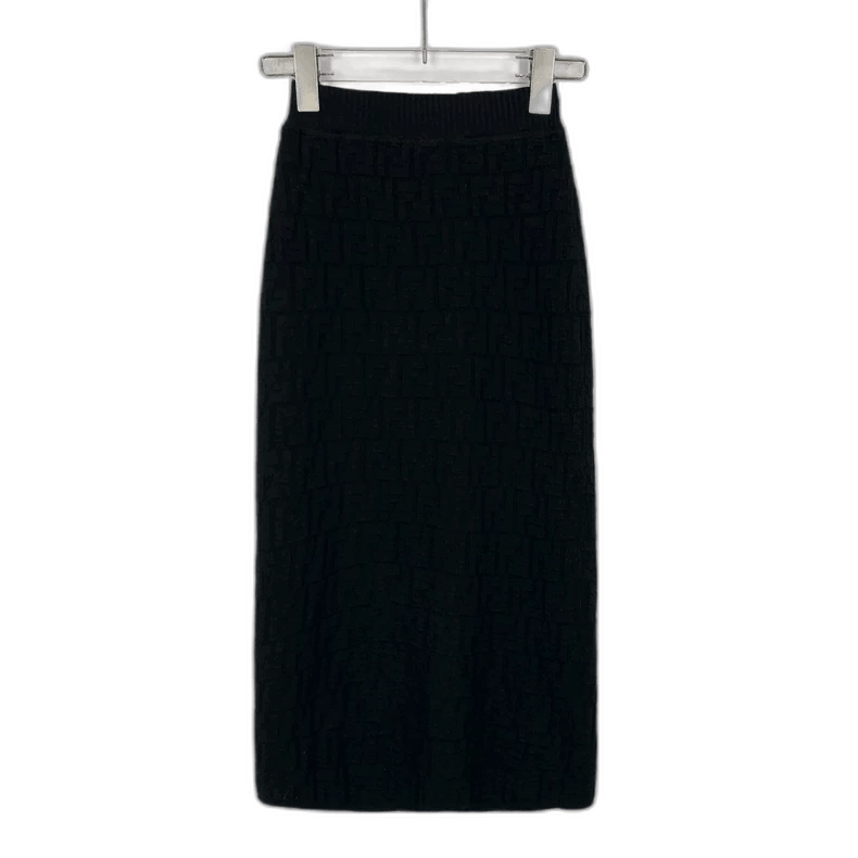 Fendi Fendi Black Logo Knit Midi Skirt Size US 38 / EU 54 - 1 Thumbnail