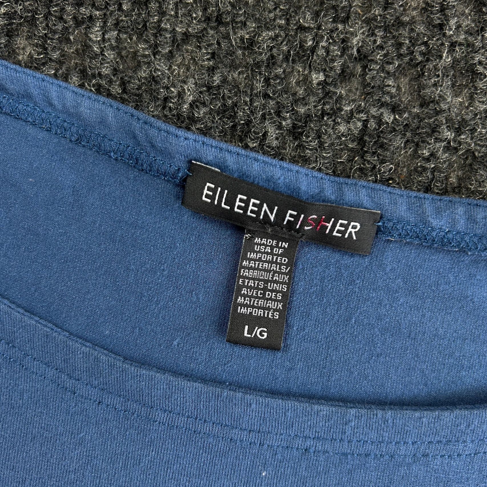 Eileen Fisher Eileen Fisher Top Shirt Asymmetric Slant Cut Ballet Neck L Tunic Blue Made USA Size L / US 10 / IT 46 - 2 Thumbnail