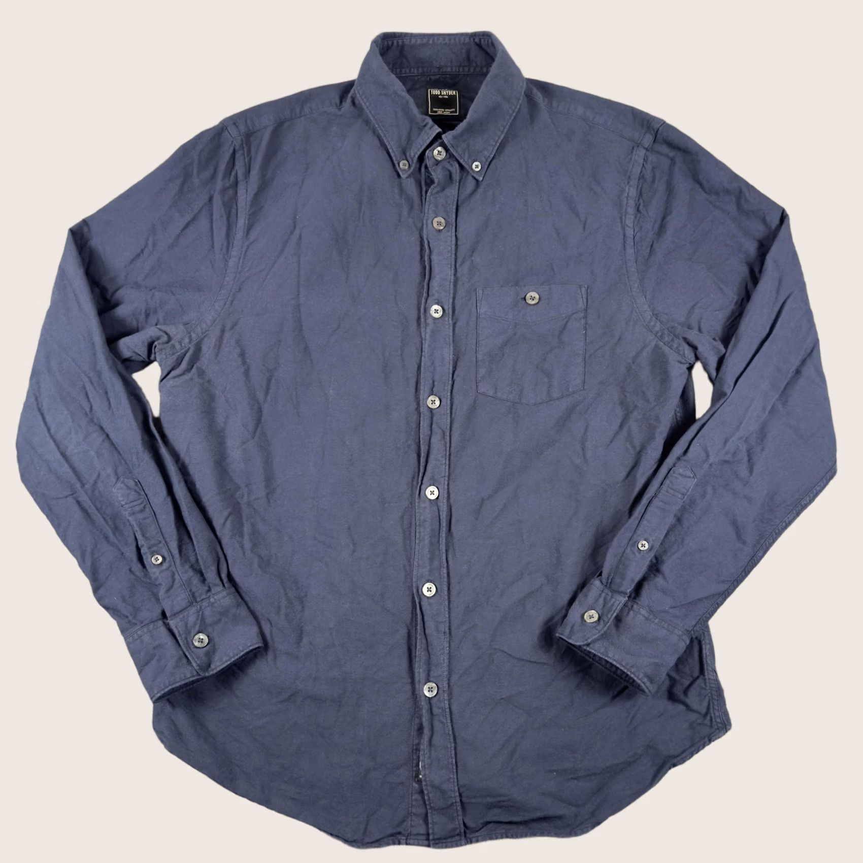 Todd Snyder Todd Snyder Shirt Mens Medium Blue Solid Long Sleeve Button-Down Cotton Portugal Size US M / EU 48-50 / 2 - 1 Thumbnail