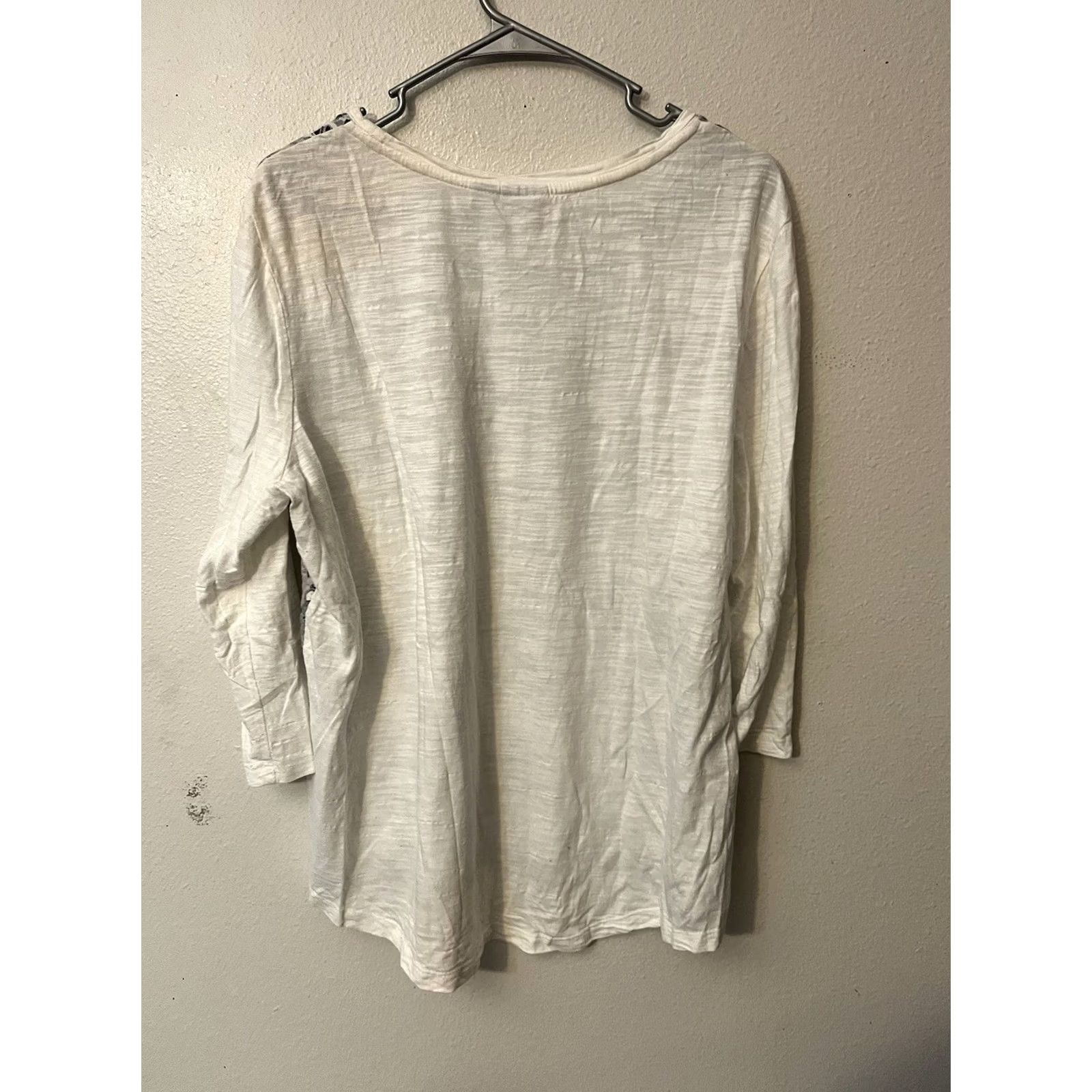 Vintage Chico's Studded Graphic Print Top Womens Size 3 White Gray 3/4 Sleeve Size XS / US 0-2 / IT 36-38 - 3 Thumbnail
