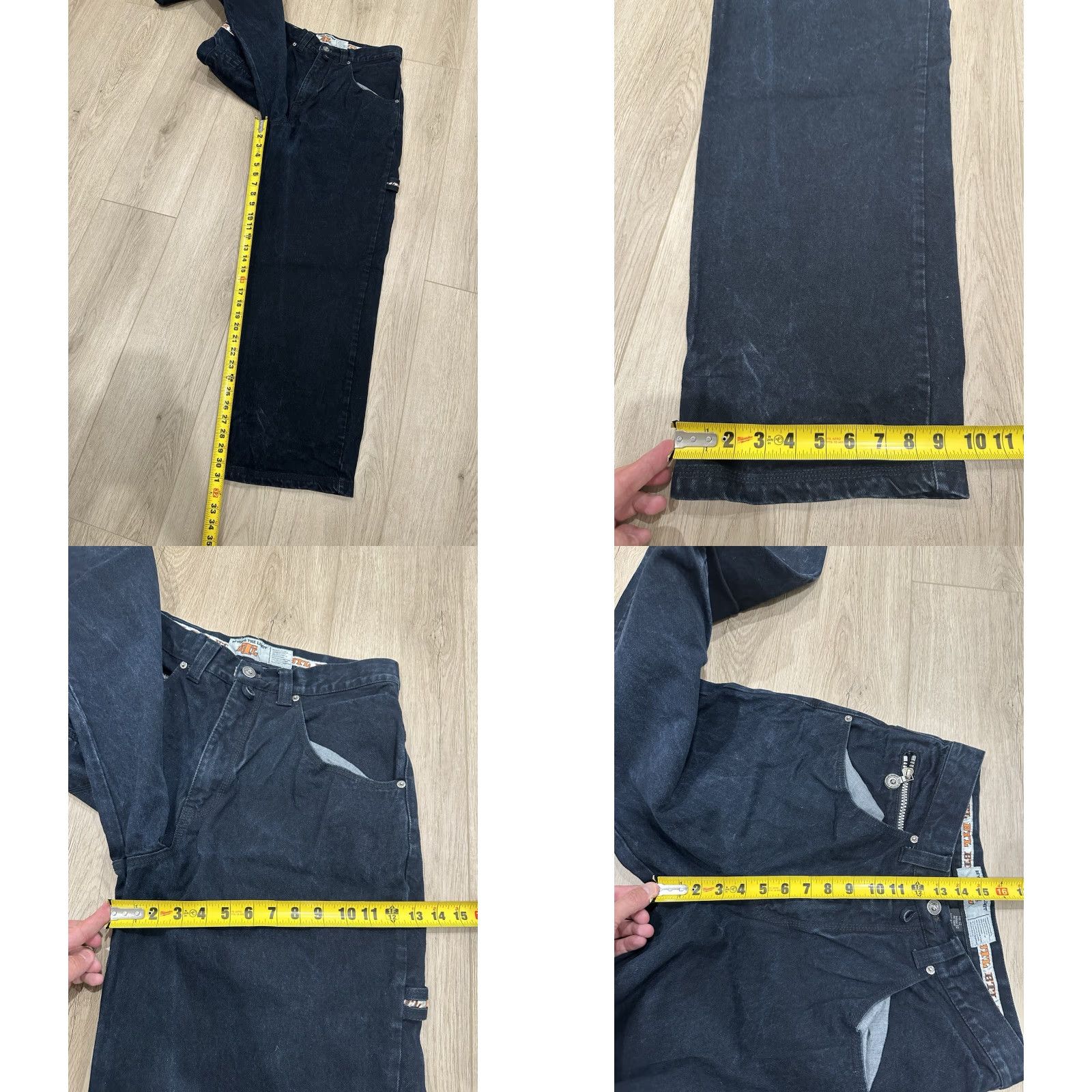 Vintage Beyond The Limit Jeans Baggy Denim 32x31 Black Hip Hop Mens Straight Wide-Leg 90s Seasons Pockets Size US 32 / EU 48 - 9 Thumbnail