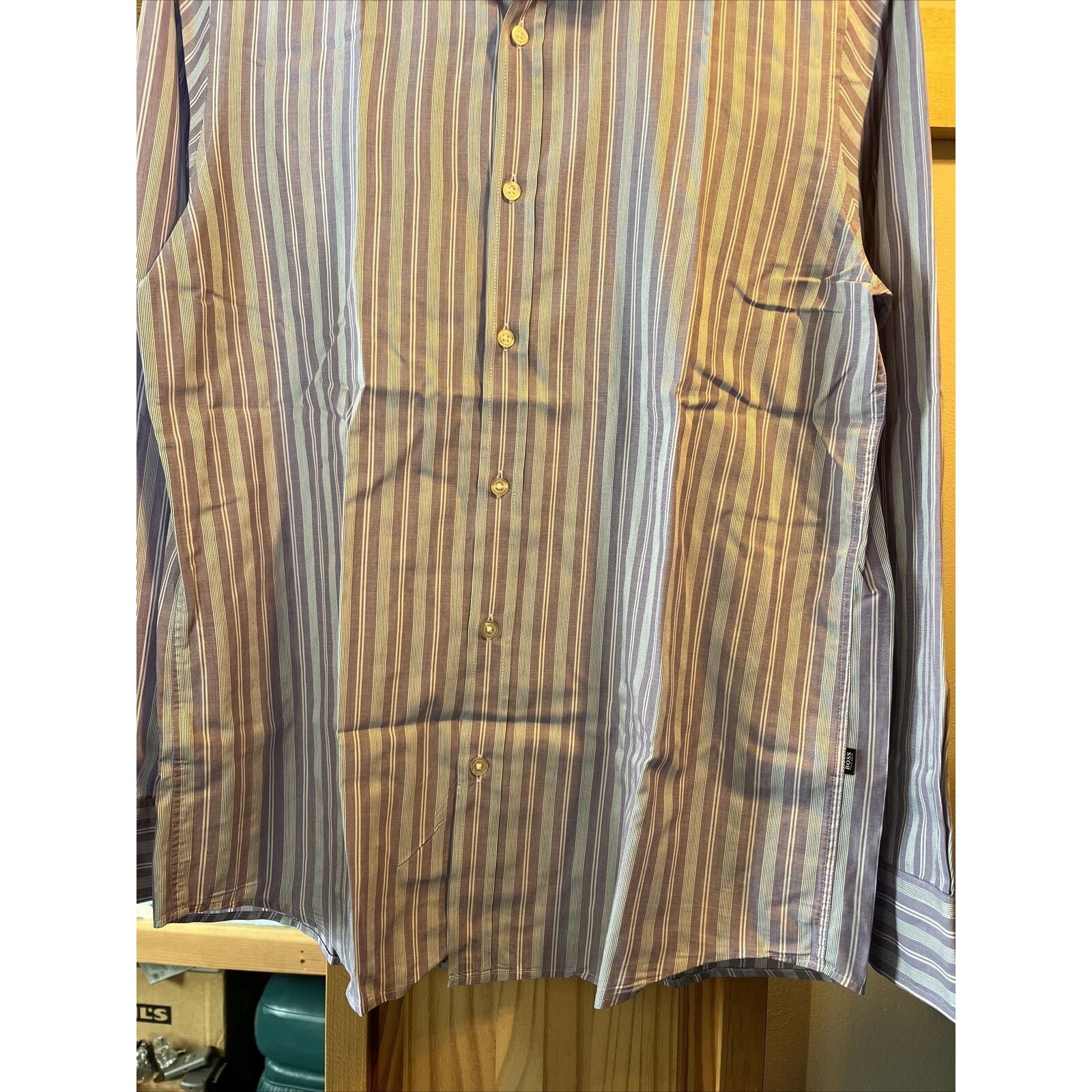Hugo Boss Hugo Boss Men’s L Purple Striped LS Button Down Cotton Shirt Size US L / EU 52-54 / 3 - 6 Thumbnail