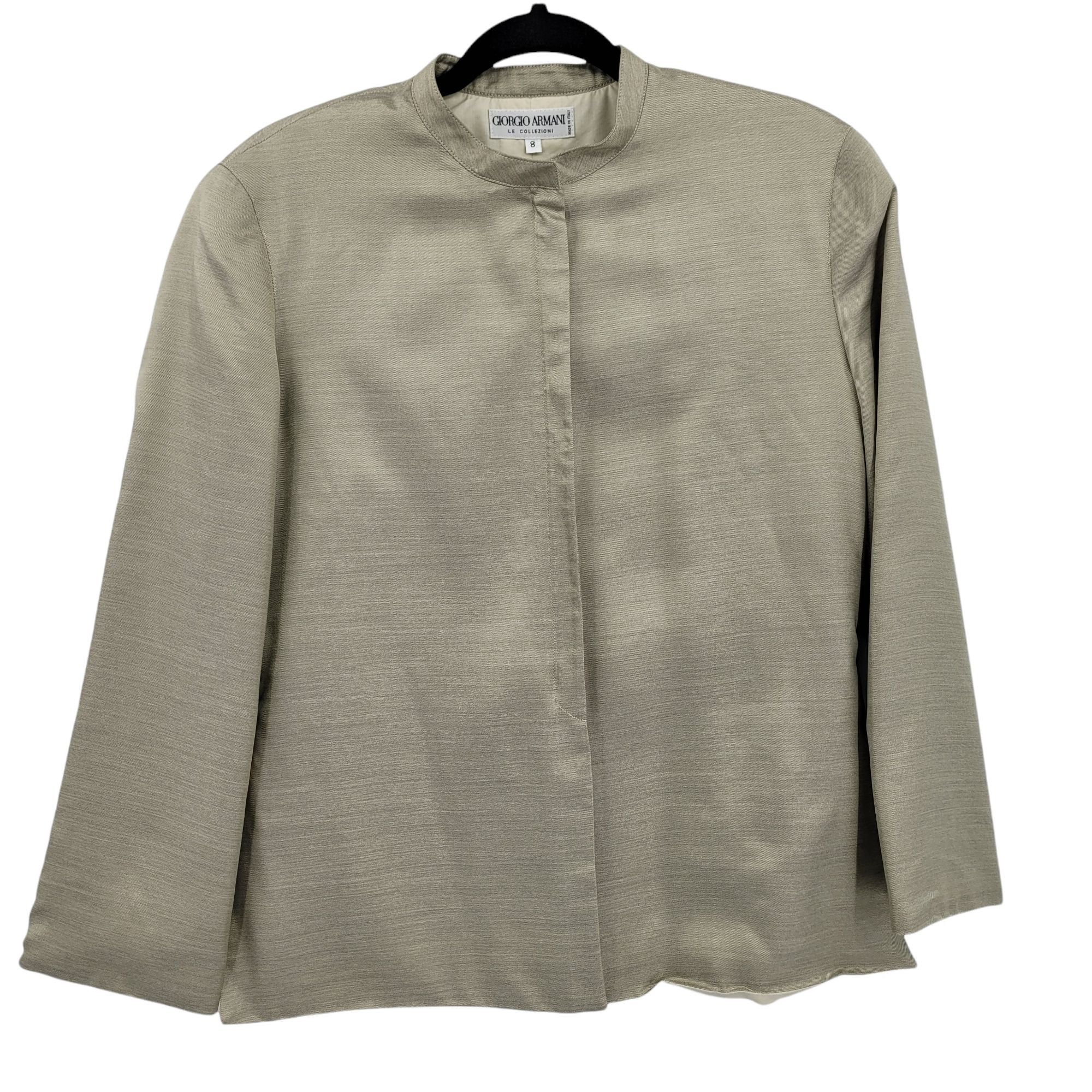 Vintage 90's Giorgio Armani Gold Silk Blazer Sz 6 Mandarin Collar Si Size M / US 6-8 / IT 42-44 - 1 Thumbnail