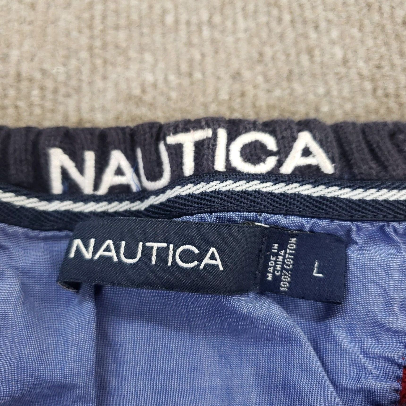 Nautica Nautica Mens Sweater Large Red Crew Neck Pullover Long Sleeve Striped Size US L / EU 52-54 / 3 - 5 Thumbnail