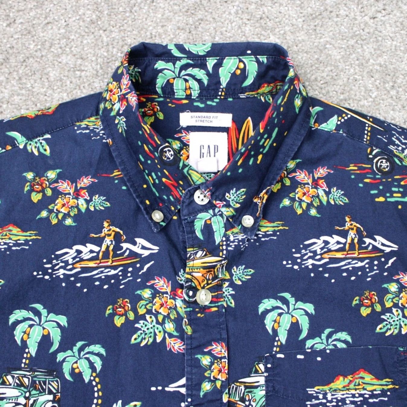 Gap GAP Hawaiian Shirt Mens Medium Blue Floral Short Sleeve Button-Up For Casual Travel Workwear Shirt Mens I/J Size US M / EU 48-50 / 2 - 4 Thumbnail