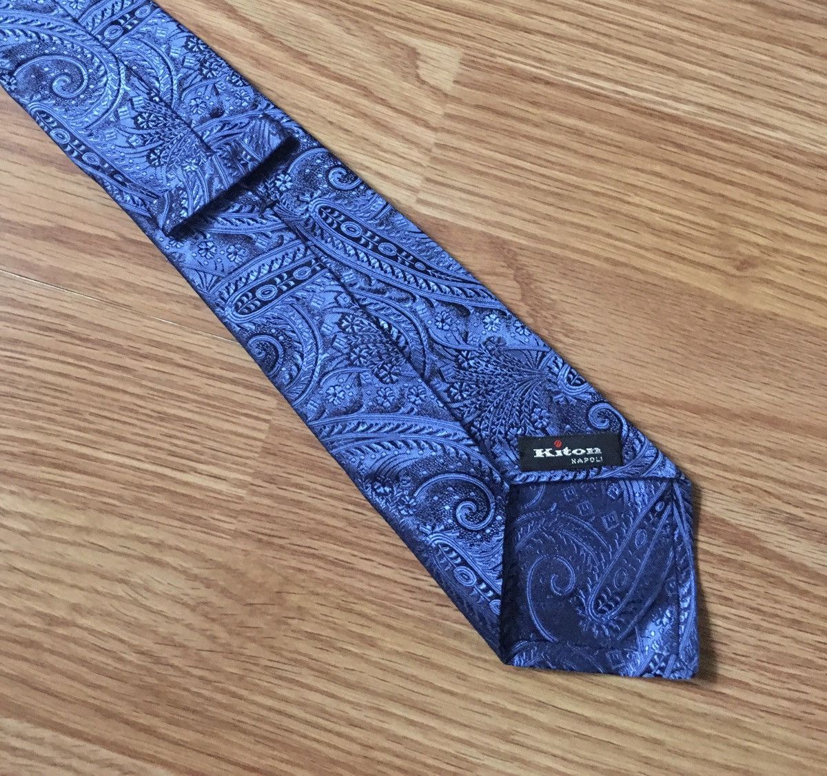 Kiton KITON Embroidered Paisley Blue Silk Mens Tie Size ONE SIZE - 4 Thumbnail