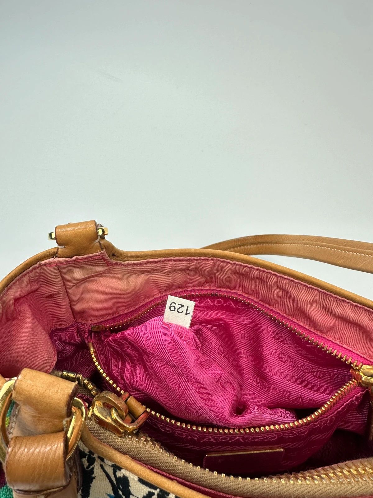 Prada Prada Milano SS04 Venezia Leather & Canvas Painting HandBag Size ONE SIZE - 14 Thumbnail
