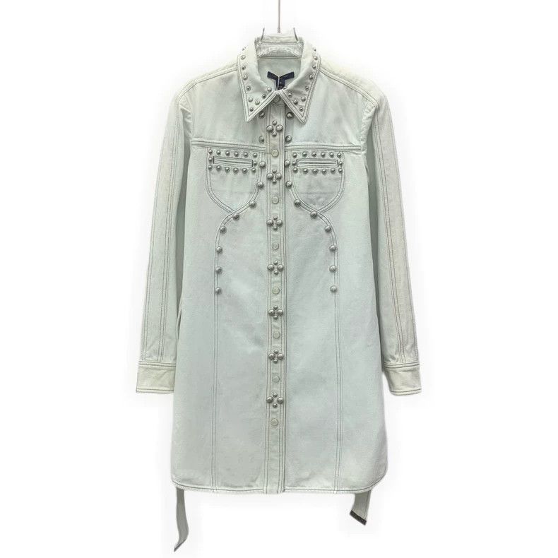 Louis Vuitton Louis Vuitton Light Blue Washed Studded Cotton Lapel Long Size XS / US 0-2 / IT 36-38 - 1 Thumbnail