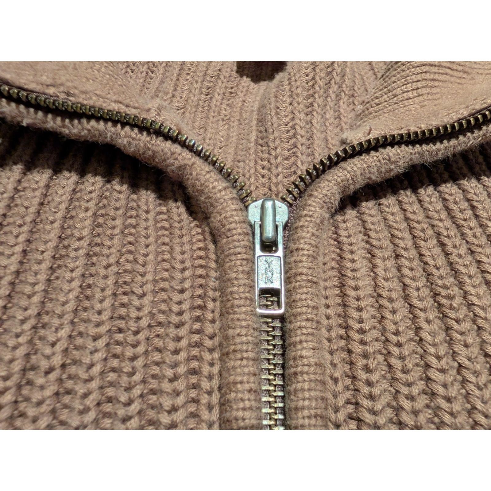 Vintage L.L. Bean Knit Full Zip Sweater Men's 2XL Brown Cotton Long Sleeve Mock Neck Outdoor Size US XXL / EU 58 / 5 - 5 Thumbnail