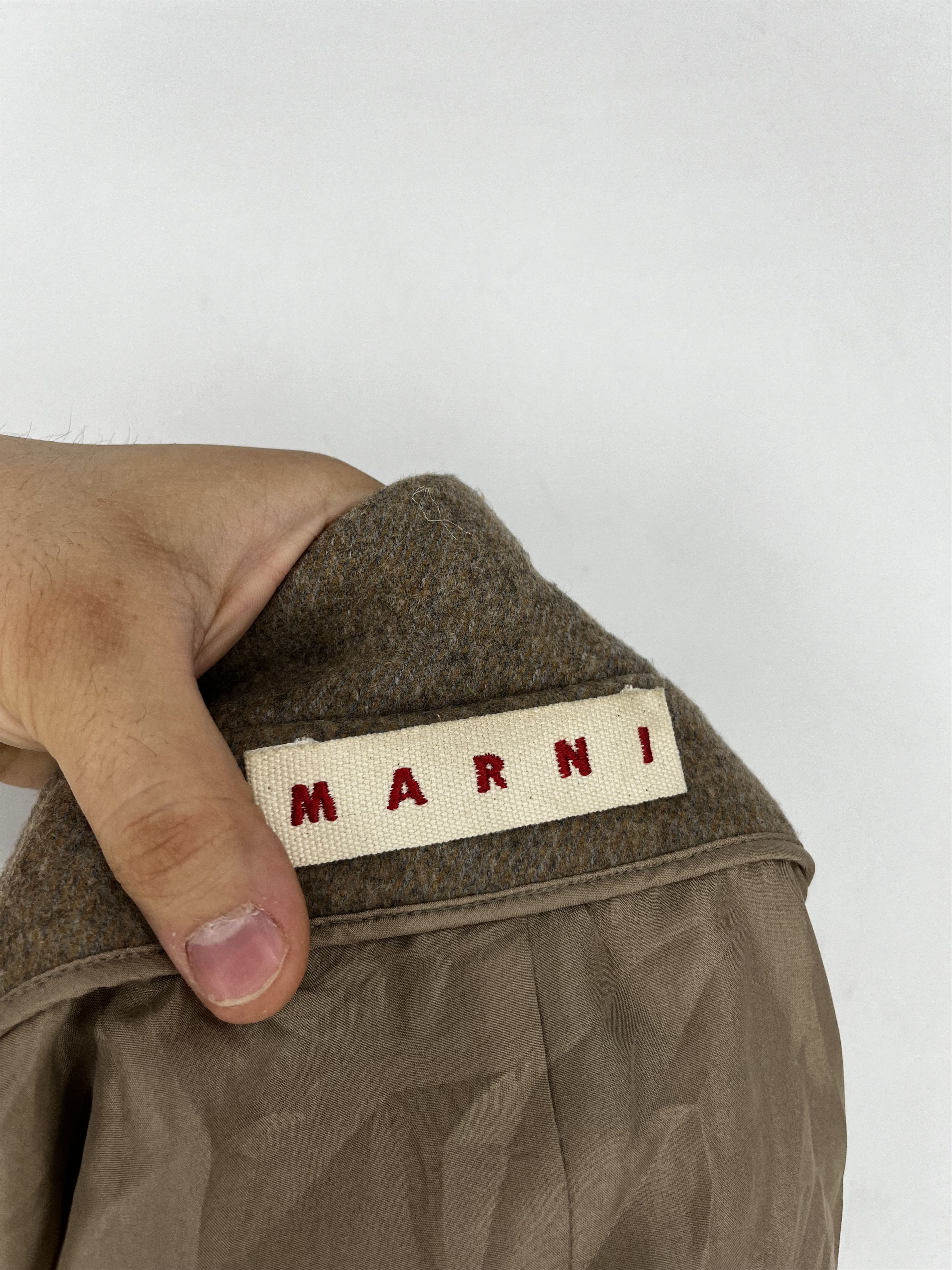 MARNI Beige Brown Cropped Wool Coat Jacket Italian IT 46
