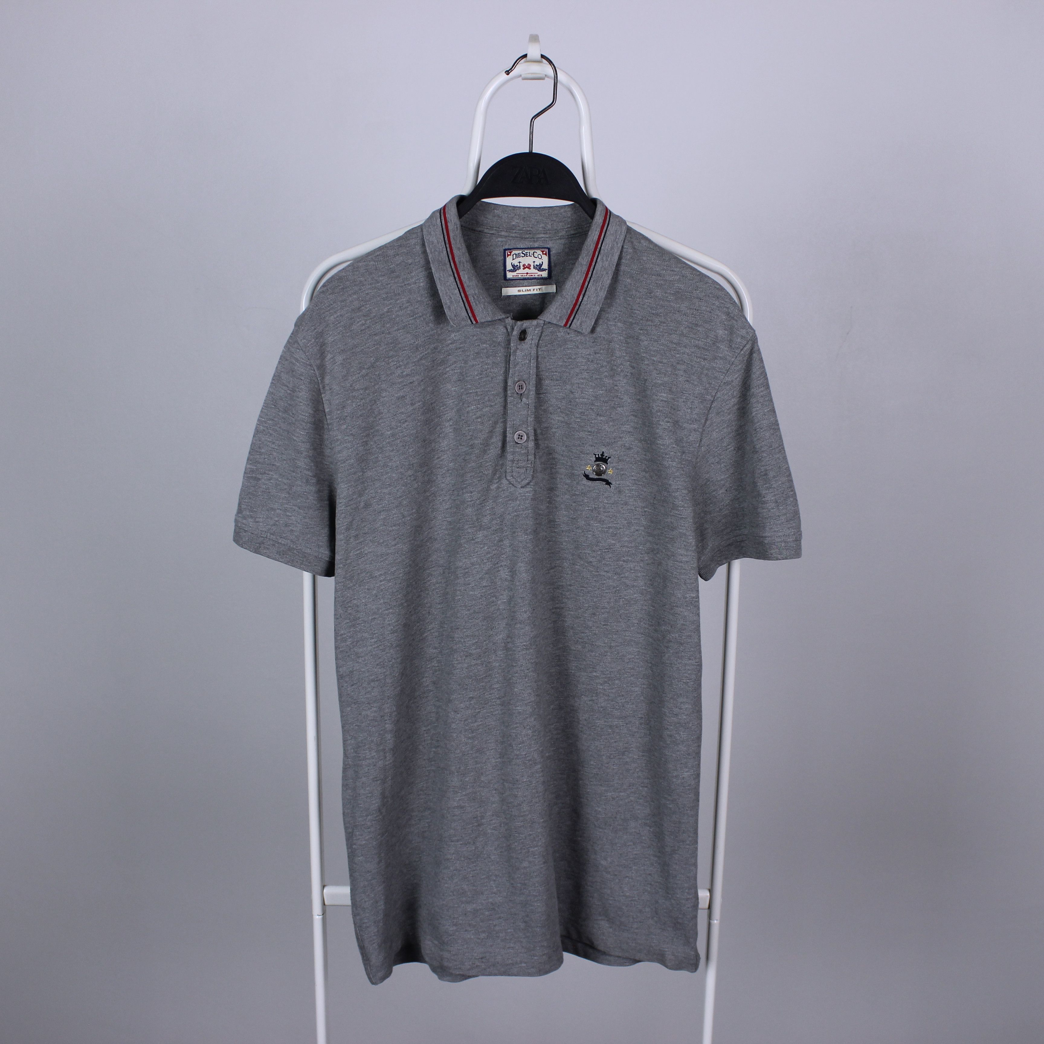 Diesel diesel polo shirt men cotton L XL gray logo Size US XL / EU 56 / 4 - 8 Thumbnail