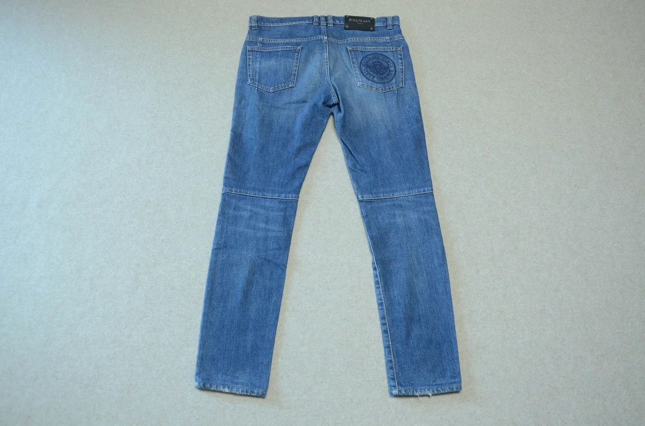 Balmain Balmain 18SS Biker Knee Pleat Washed Jeans Size US 31 - 6 Thumbnail