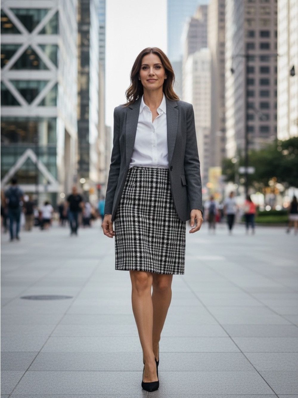 Other Dana Buchman Black & White Houndstooth Wool Pencil Skirt Si Size 34" / US 12 / IT 48 - 1 Thumbnail