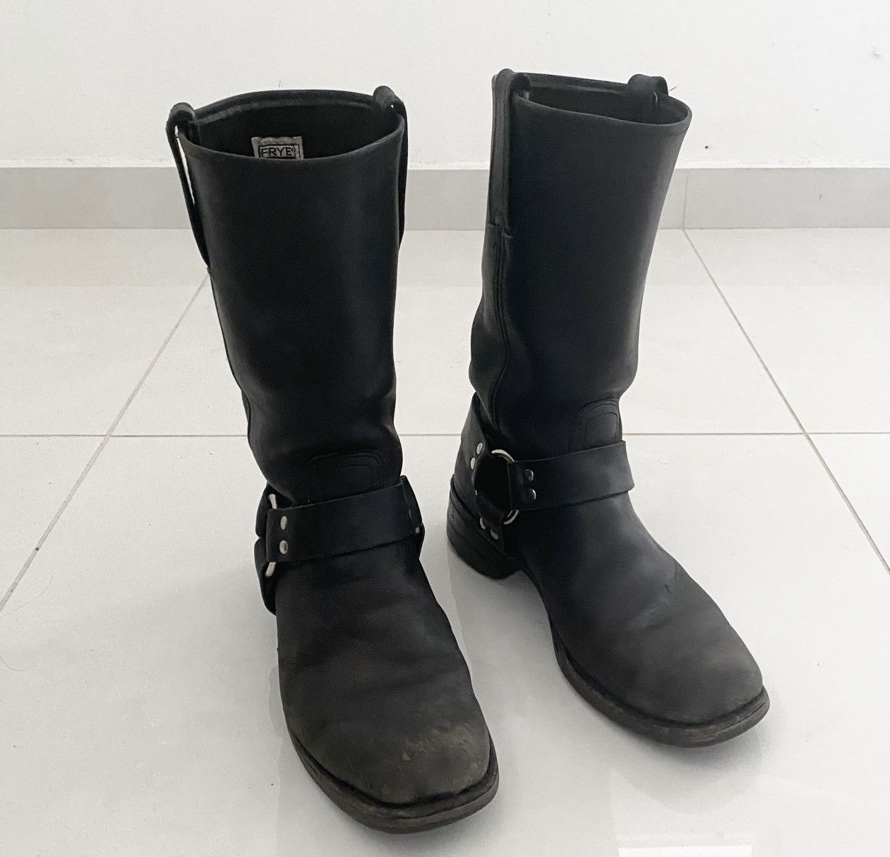 Vintage Frye 700 Made in USA Harness Black Biker Moto Boots