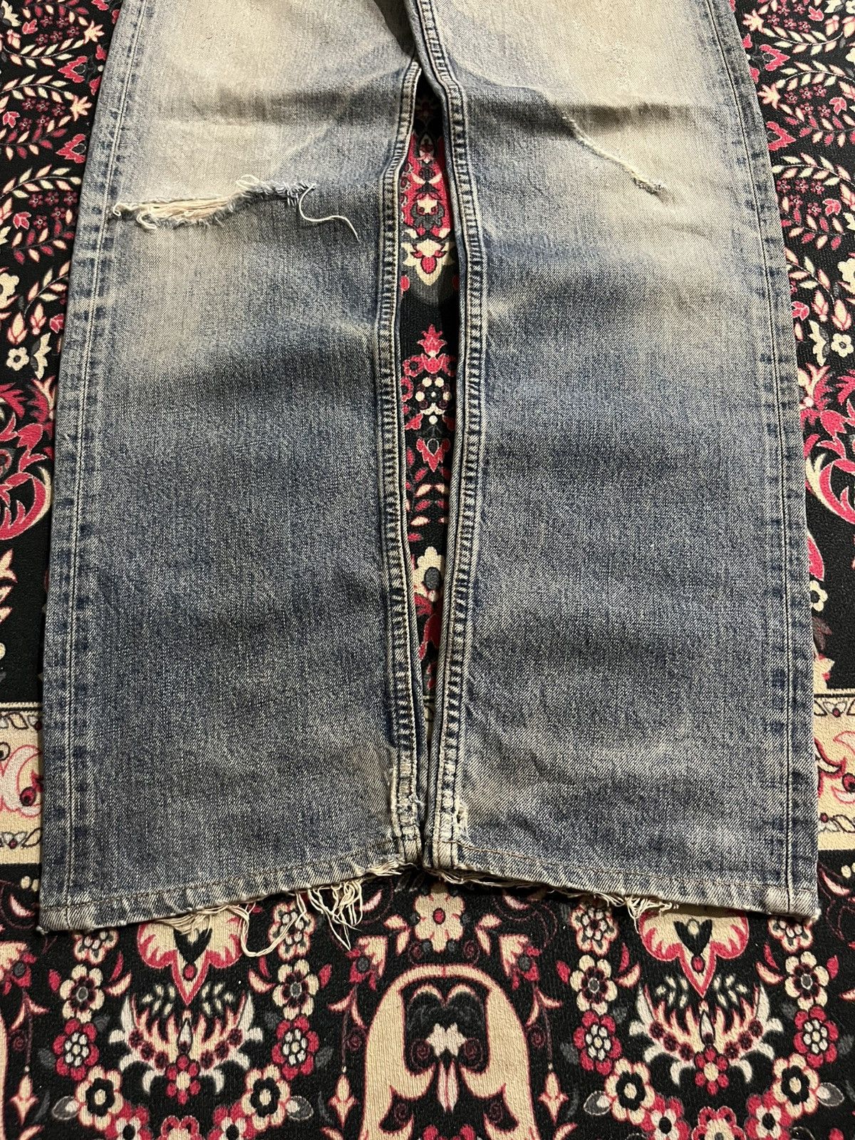 Levi's Vintage Levi’s 503 Blue Washed Distressed Straight Jeans Size US 30 / EU 46 - 10 Thumbnail
