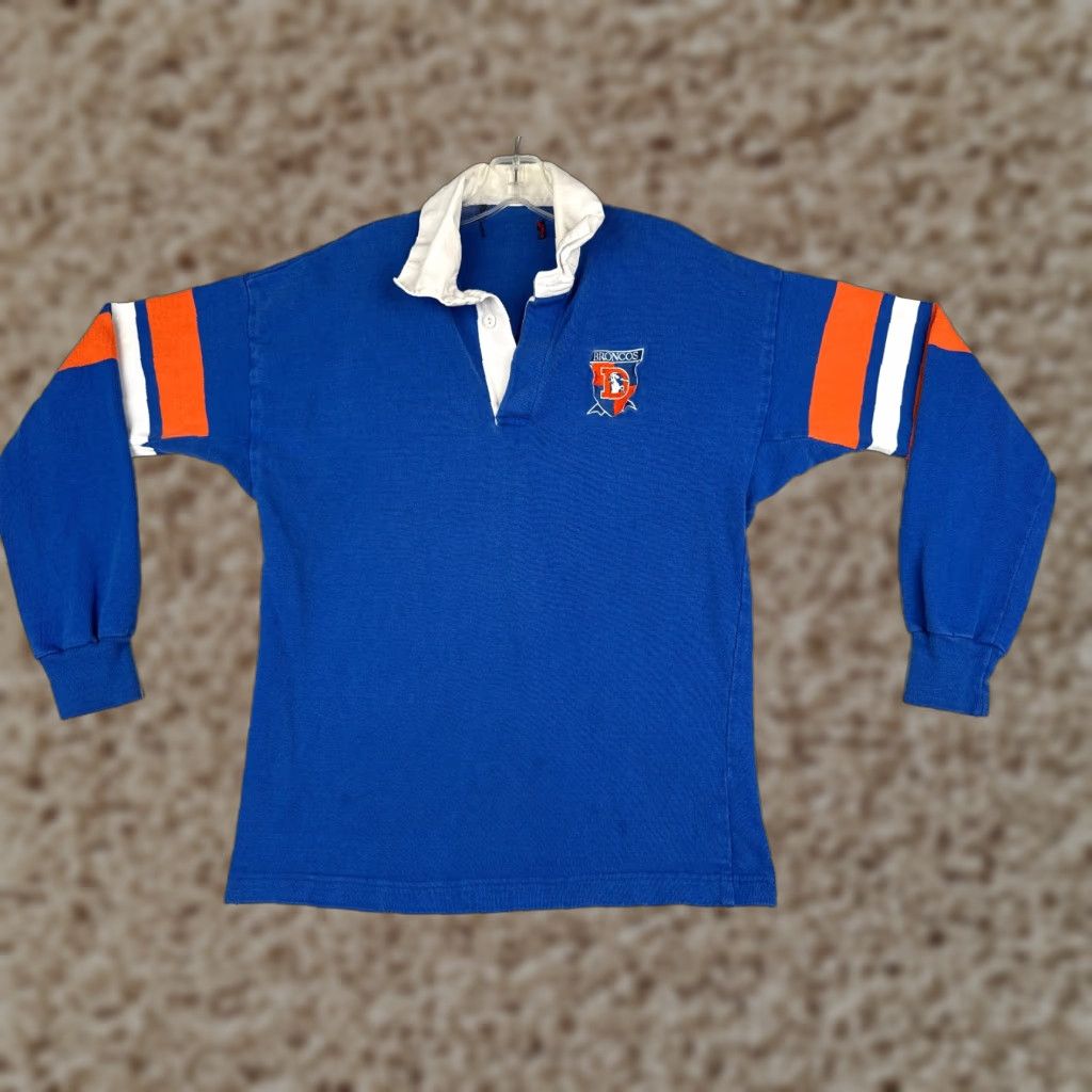 Vintage VINTAGE Rugged Wear Broncos Polo Shirt Mens Small Blue NFL Cotton Long Sleeve Rugby Football Shirt - 90s Classic Preppy Mens Polo Size US S / EU 44-46 / 1 - 1 Thumbnail