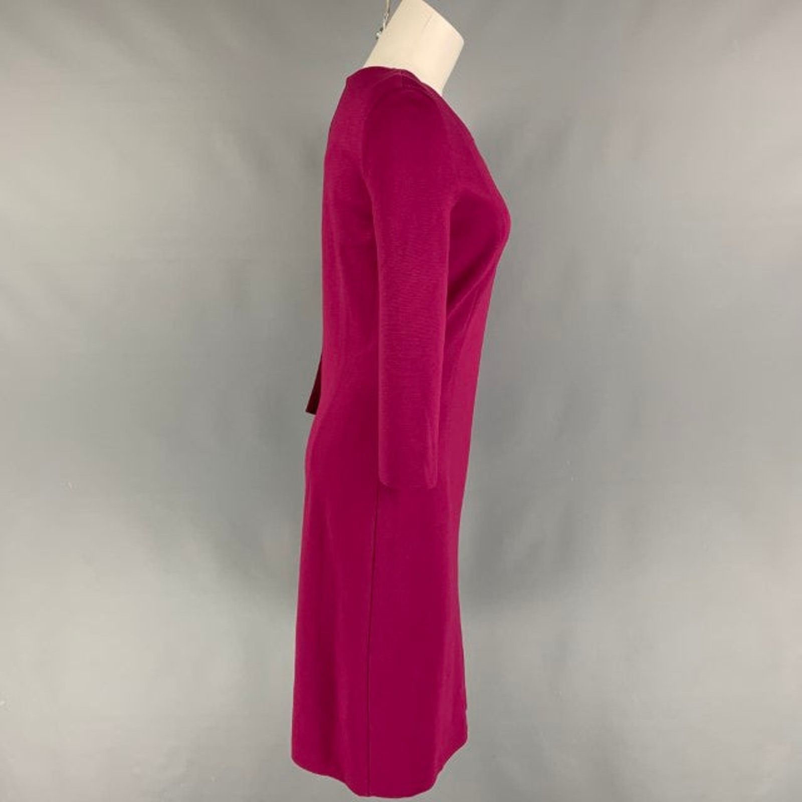 Maison Margiela Size 4 Raspberry Viscose Blend Fitted Cocktail Dress Size S / US 4 / IT 40 - 2 Thumbnail