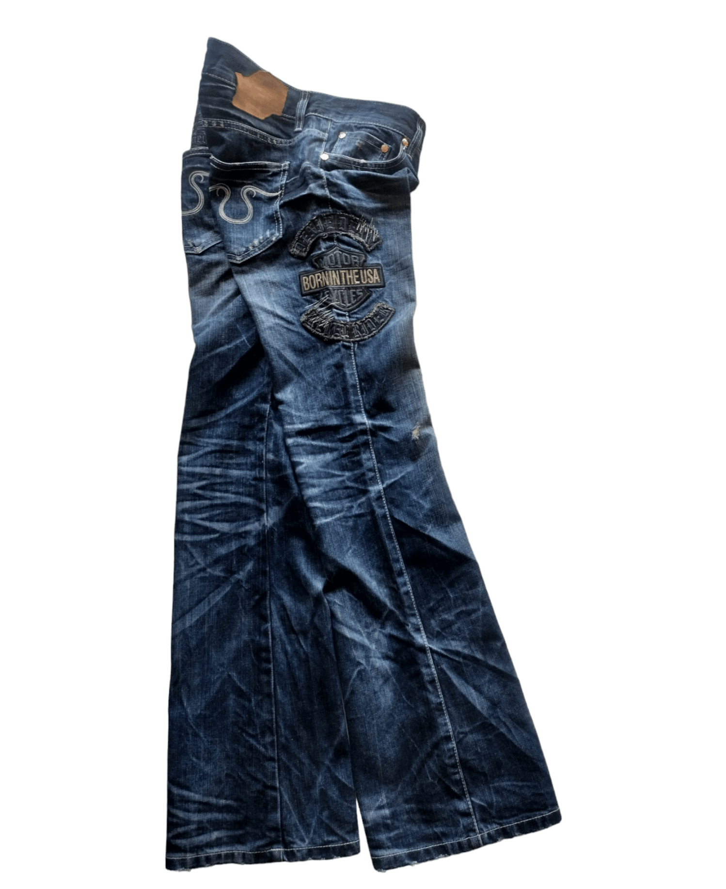 KMRii Flare jeans Dixie dean whisker patched Size US 30 / EU 46 - 3 Thumbnail