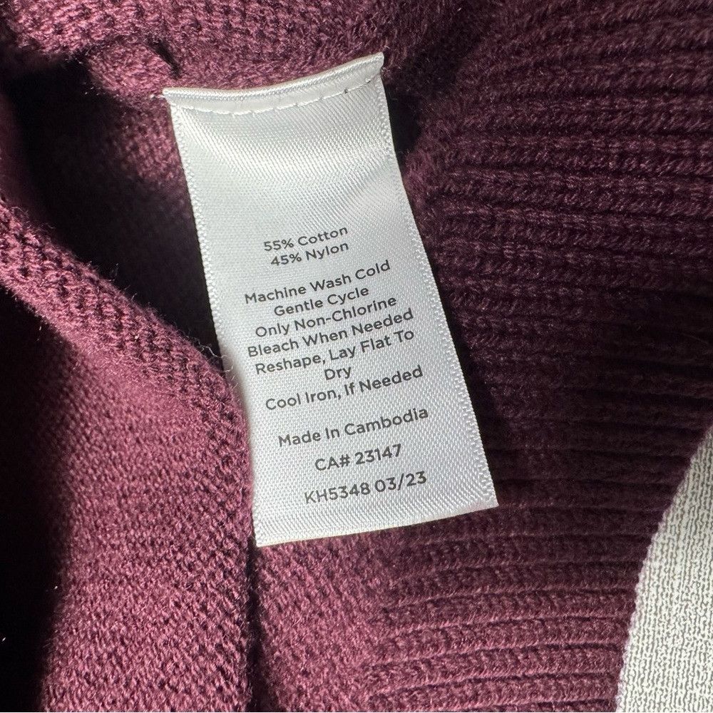 Talbots New Talbots V-Neck Tipped Cotton Burgundy Cardigan Size L Size L / US 10 / IT 46 - 8 Thumbnail