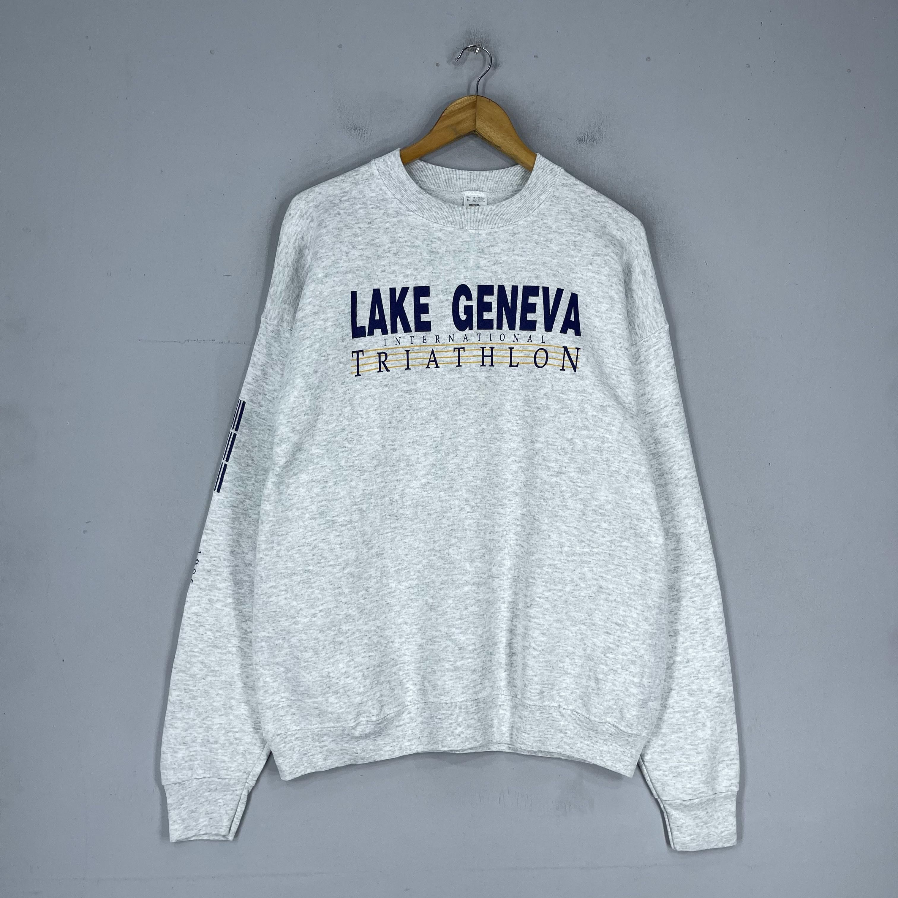 Vintage Vintage 90s LAKE GENEVA International Triathlon Sweatshirt Size US L / EU 52-54 / 3 - 3 Thumbnail