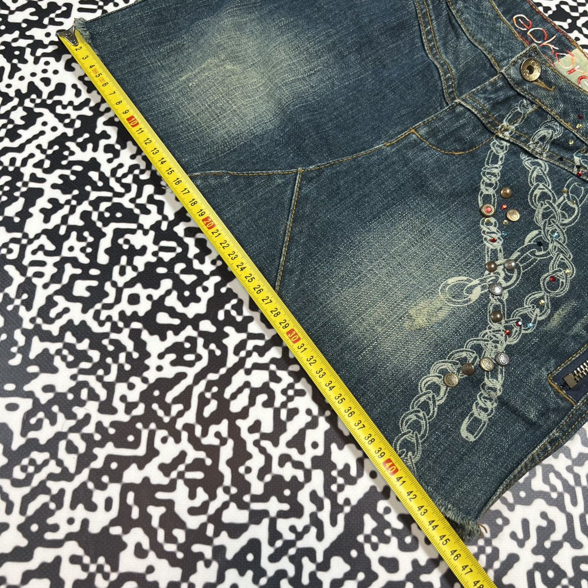 Ecko Unltd. Vintage Y2K Ecko Red Unlimeted Chain Logo Denim Mini Skirt Size 28" / US 6 / IT 42 - 21 Thumbnail