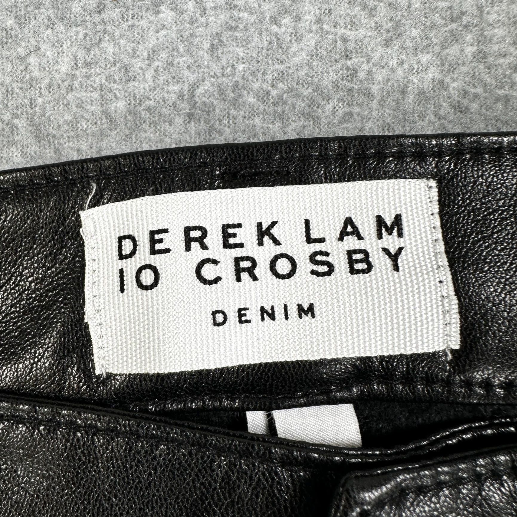 Vintage Derek Lam 10 Crosby Jeans Womens 29 Black Denim Faux Leather Back Straight USA Size 29" - 2 Thumbnail