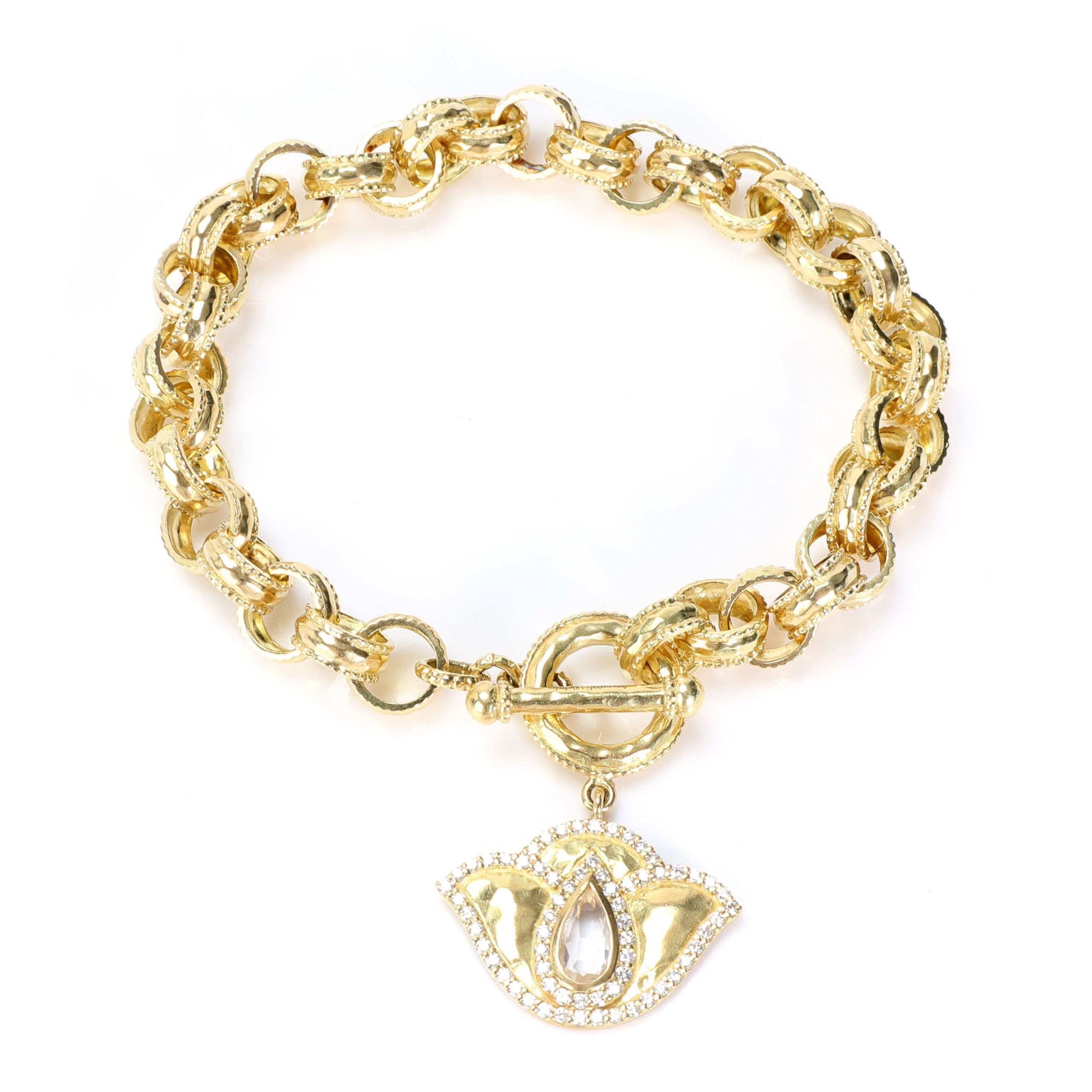Tiffany & Co. White Topaz & Diamond Charm Bracelet in 18K Yellow Gold (0.56 ctw) Size ONE SIZE - 1 Thumbnail