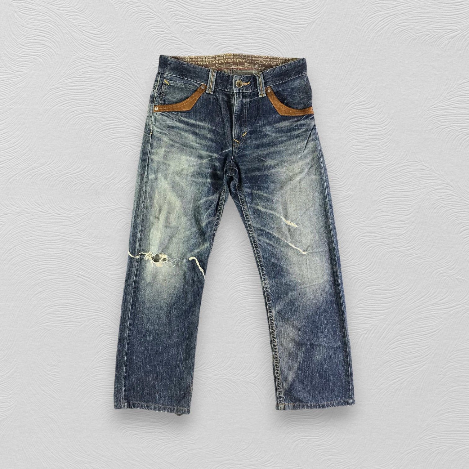 image of Distressed Denim x Edwin Vintage Edwin Xv Jeans Distress Faded Blue Kj2504, Men's (Size 32)