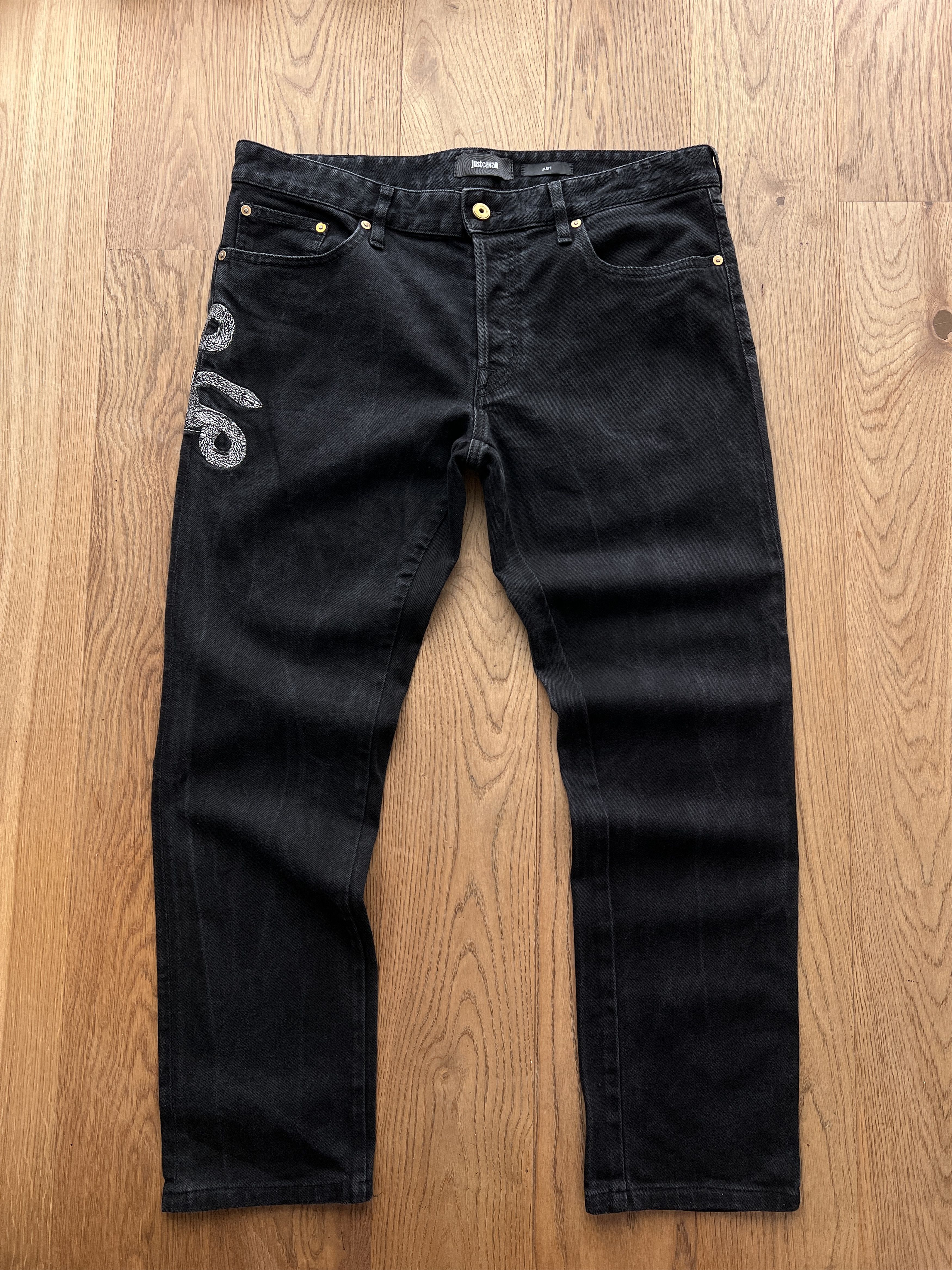 Just Cavalli Just Cavalli embroidery snake black denim jeans stretch rare Size US 33 - 5 Thumbnail