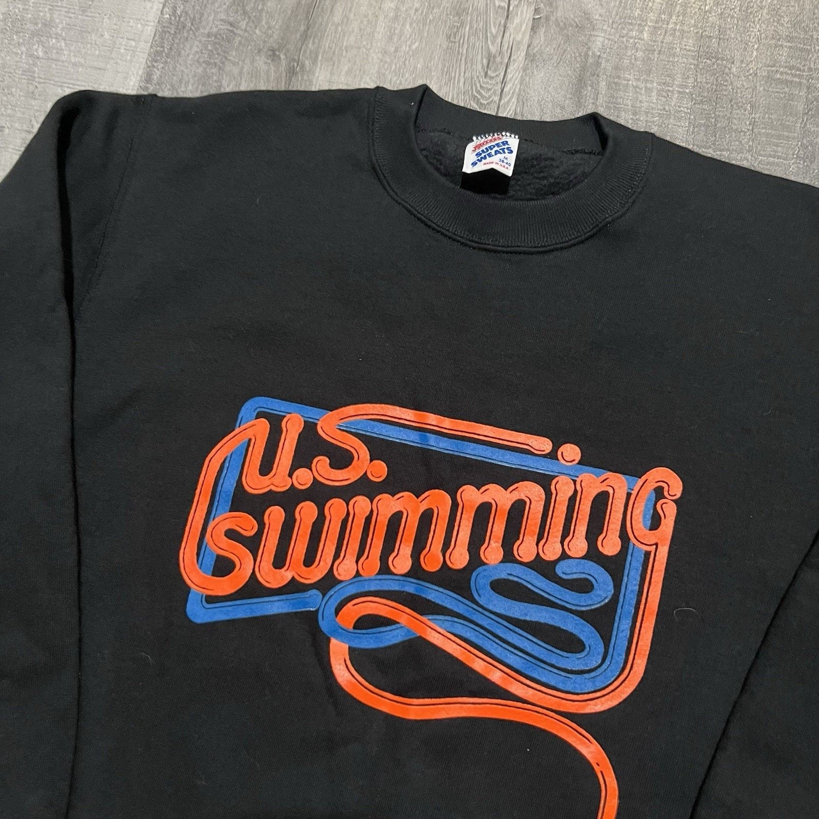 Jerzees Vintage US Swimming Sweatshirt Deadstock NWT 90s Olympic Size US M / EU 48-50 / 2 - 2 Thumbnail