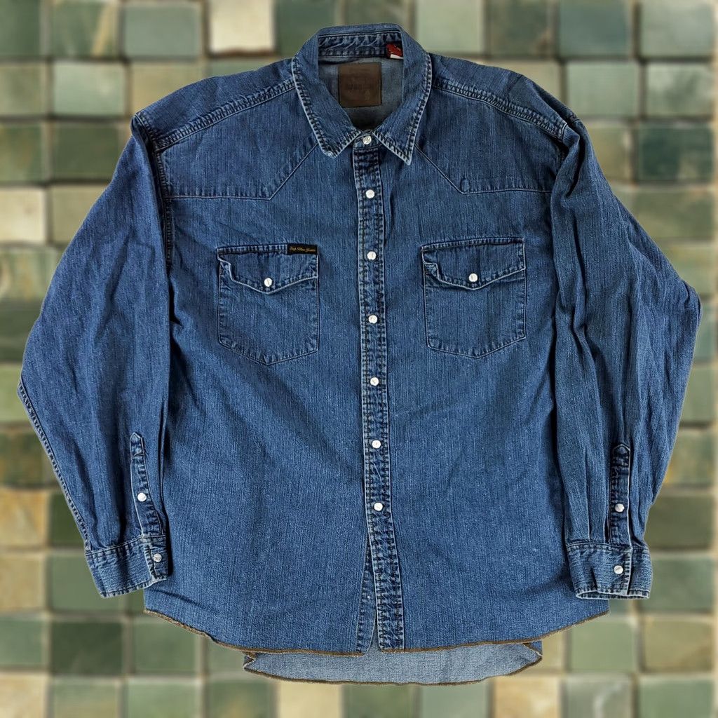Gap VINTAGE Gap Shirt XL Mens Long Sleeve Denim Pearl Snap Blue 90s Western Button-Up Size US XL / EU 56 / 4 - 1 Thumbnail