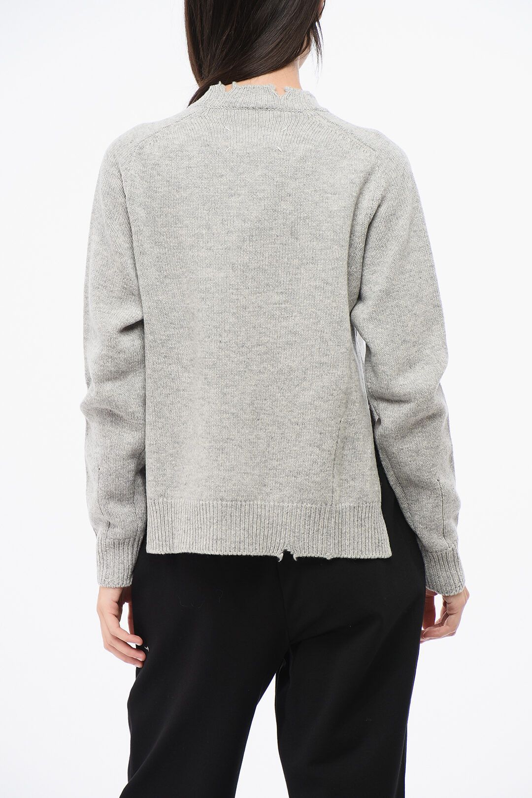 Maison Margiela og1mm0825 Distressed Effect Wool Sweater in Grey Size L / US 10 / IT 46 - 2 Thumbnail
