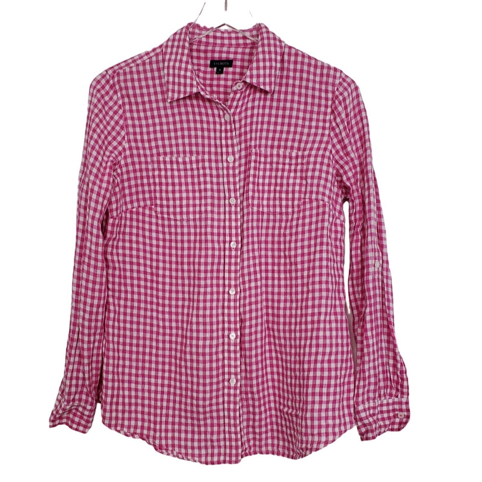 Talbots Talbots 100% Linen Gingham Check Shirt Womens Size Medium Size M / US 6-8 / IT 42-44 - 1 Thumbnail