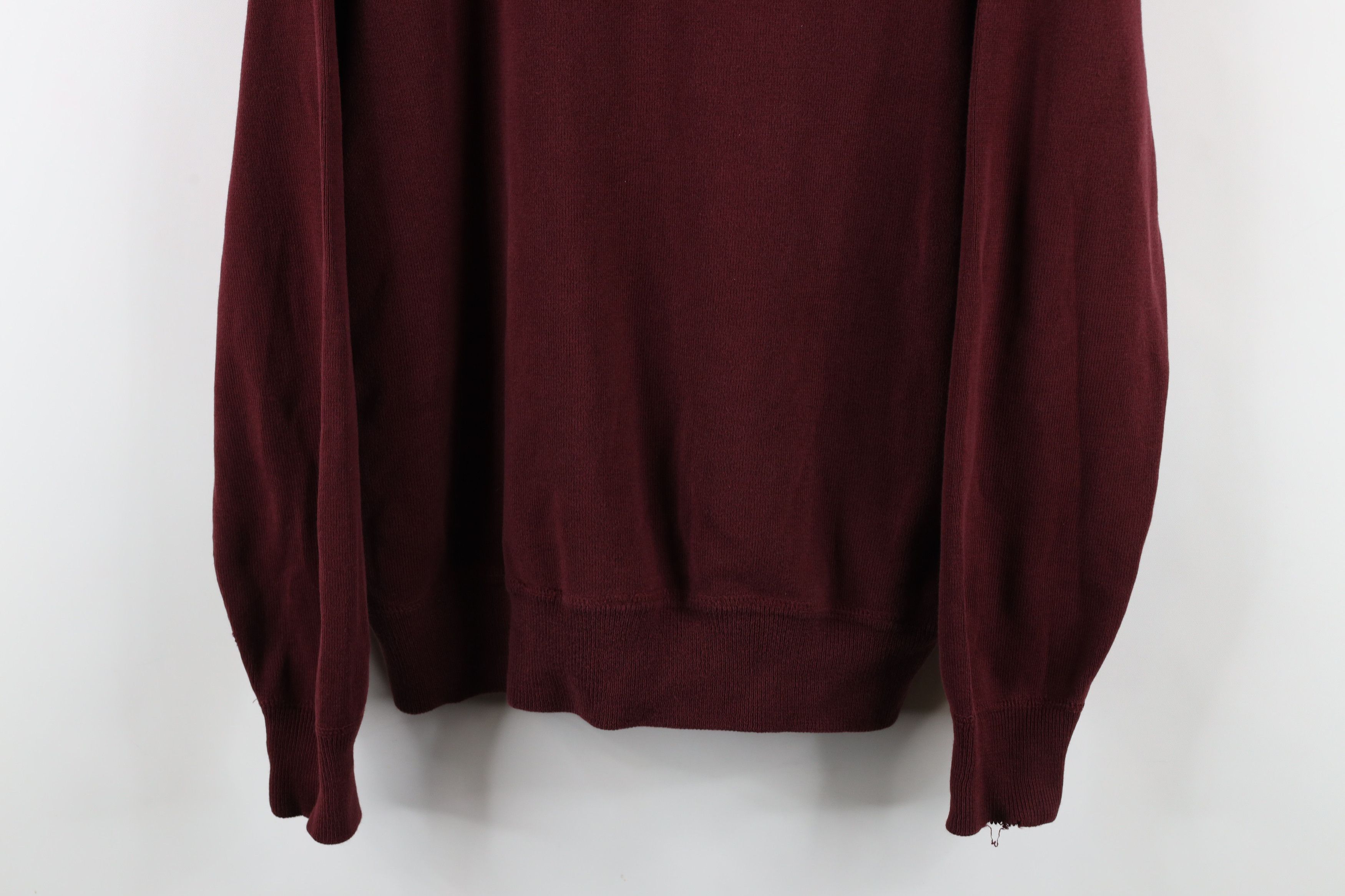 Ralph Lauren × Vintage Vintage 90s Ralph Lauren Cotton Ribbed Knit Sweater Burgundy Size US M / EU 48-50 / 2 - 3 Thumbnail