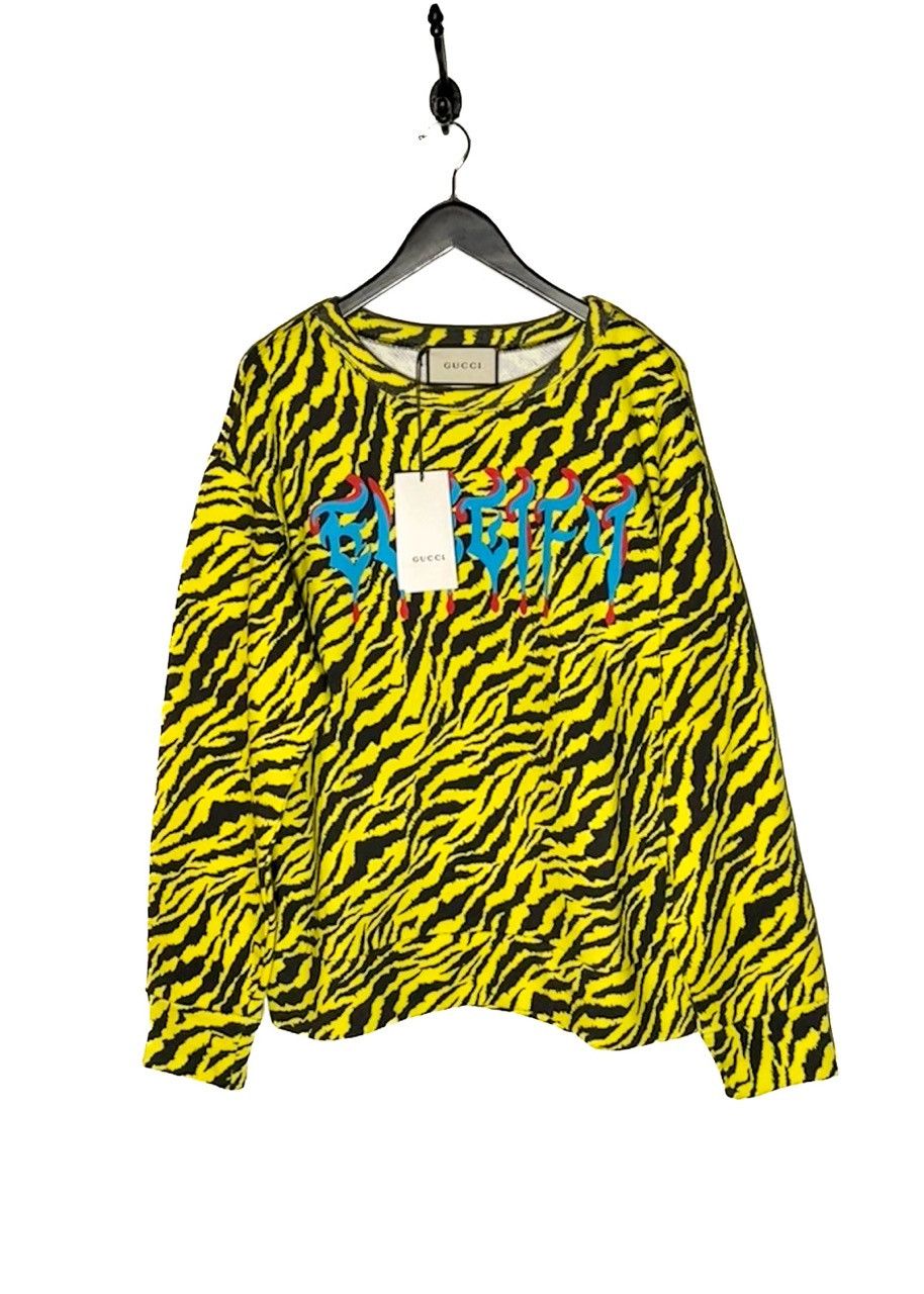Gucci Gucci 2019 Guccify Yellow Black Tiger Print Sweatshirt Size US M / EU 48-50 / 2 - 1 Thumbnail
