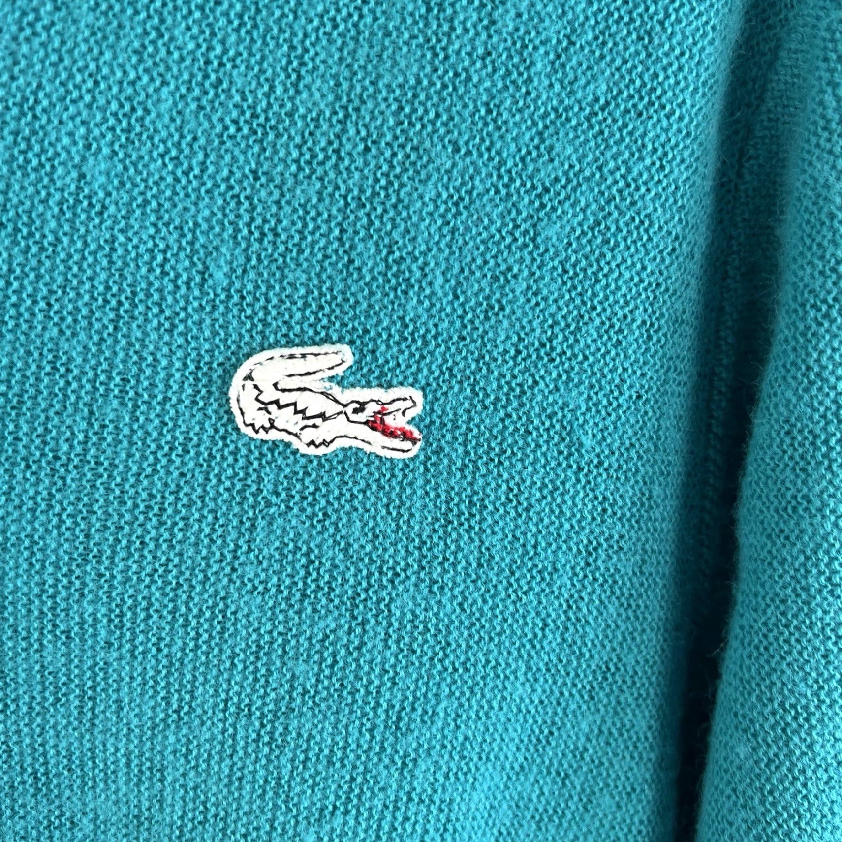 Lacoste VINTAGE Lacoste Women’s Logo V-Neck Sweater Green Size 36 100% Acrylic Casual Long Sleeve Pullover Size XS / US 0-2 / IT 36-38 - 3 Thumbnail