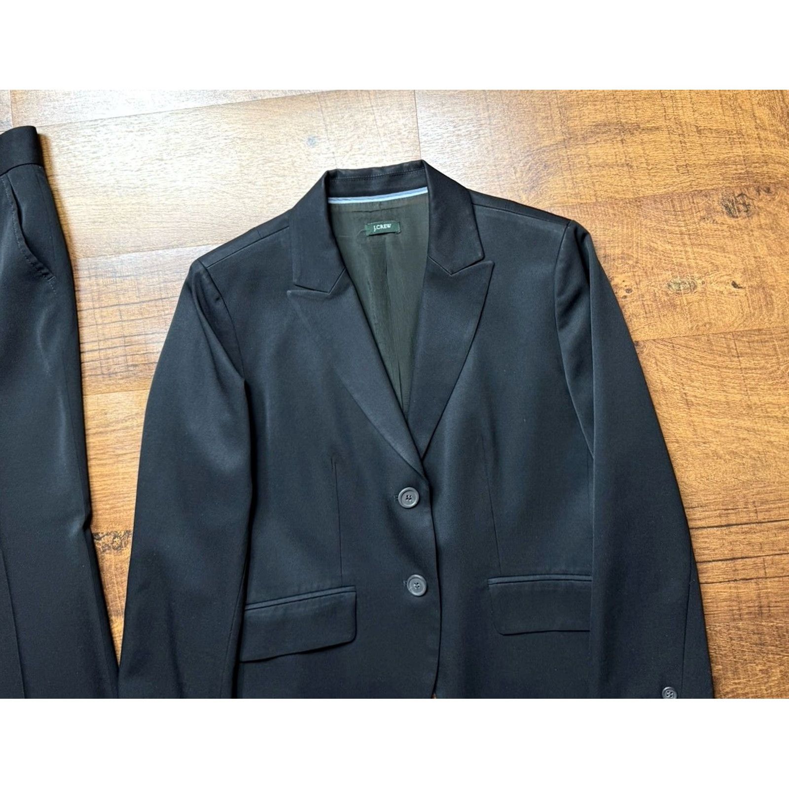 J.Crew J. Crew Pant Suit Womens City Fit Wool Blazer Wide Leg Office Lined Black 6 Suit Set Womens Size 28" / US 6 / IT 42 - 5 Thumbnail