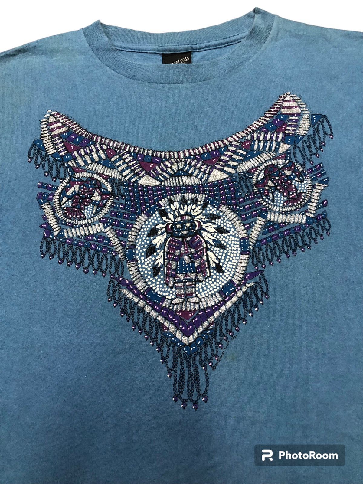 image of Vintage Diamond Dust Art Native Design in Blue, Men's (Size XL)