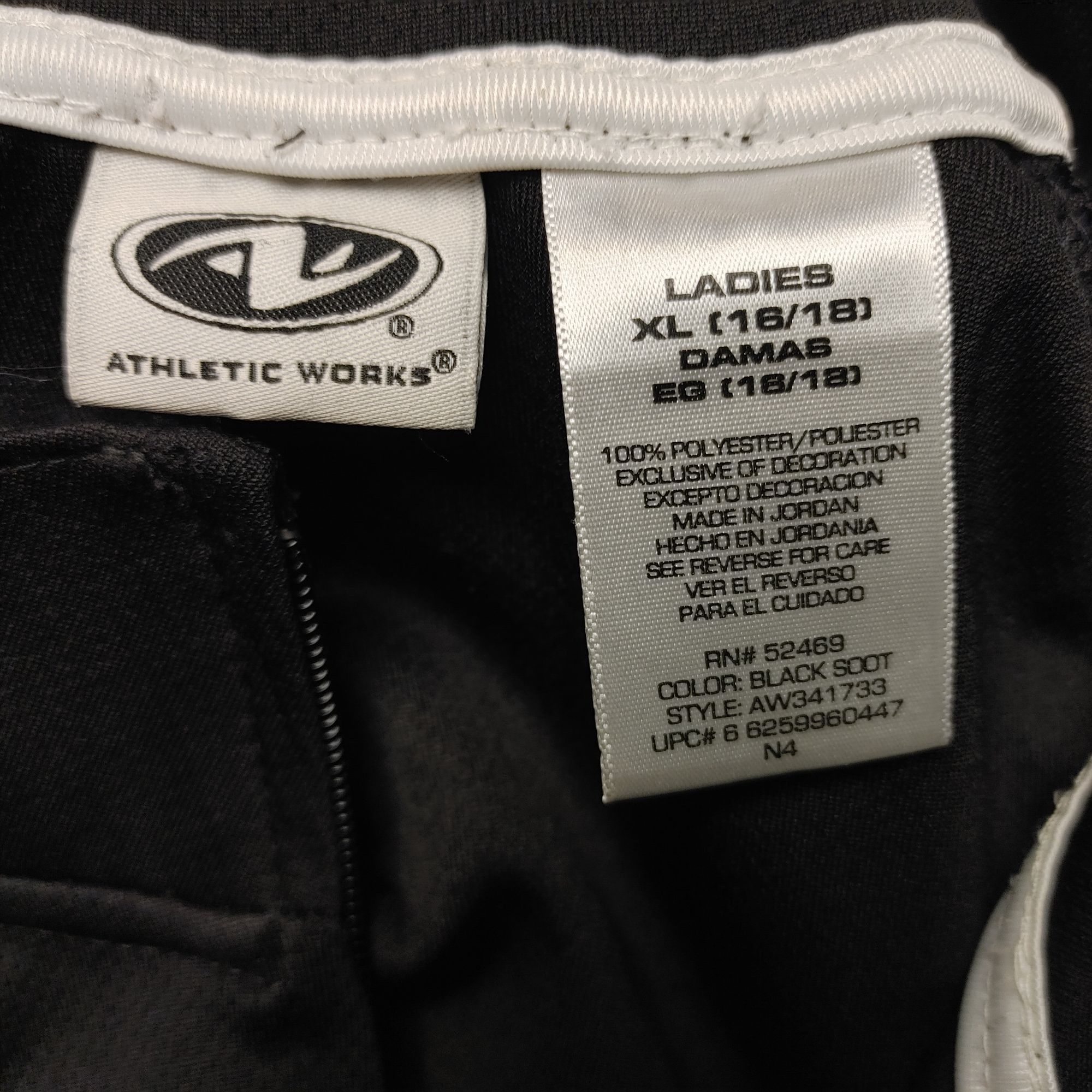 Athletic Works Athletic Works Women's Black + White Stripped Arms Full Zip Size XL / US 12-14 / IT 48-50 - 3 Thumbnail