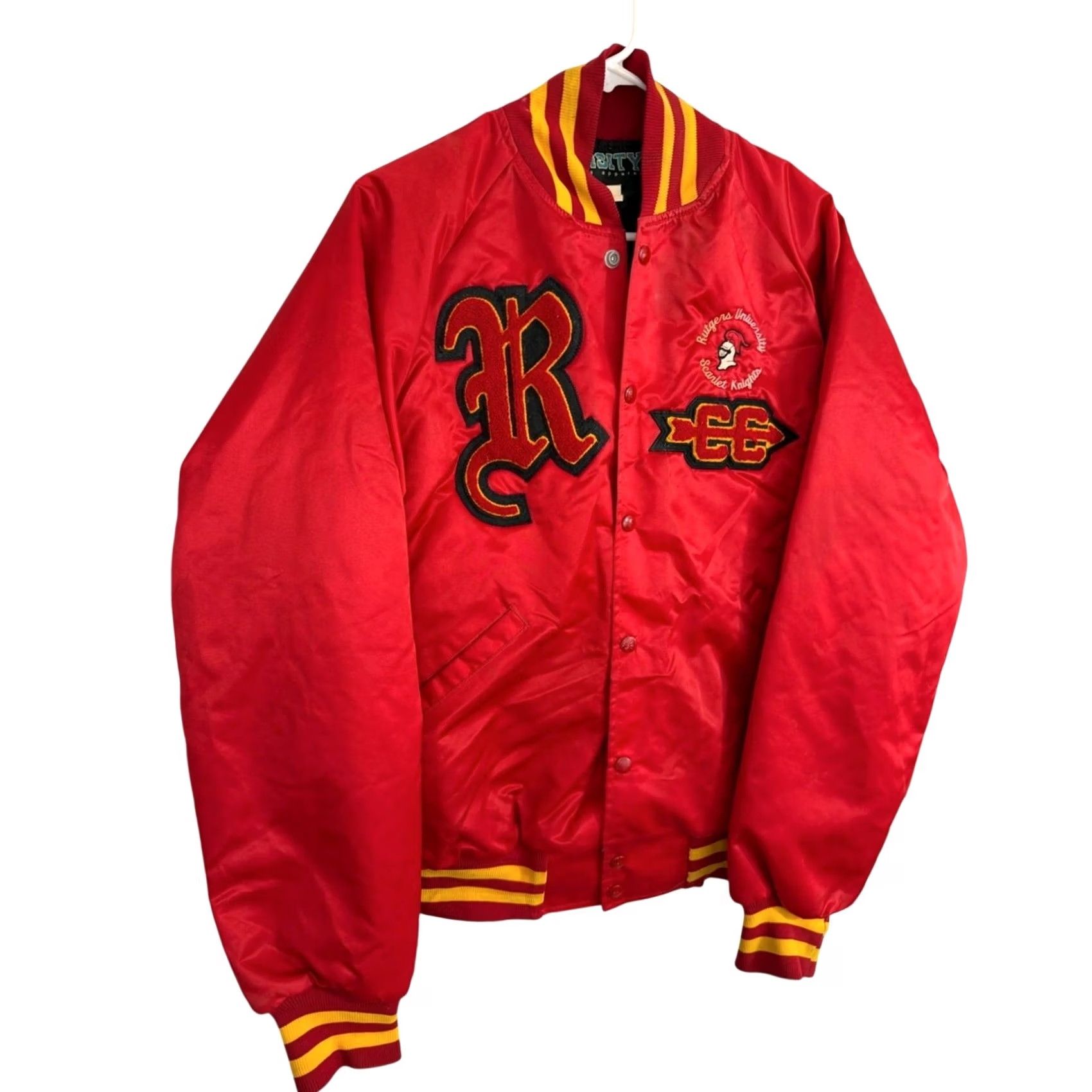 Vintage VINTAGE Rutgers Cross Country Varsity Satin Bomber Jacket Mens Medium Red 1/1 Rare 80s Size US M / EU 48-50 / 2 - 4 Thumbnail