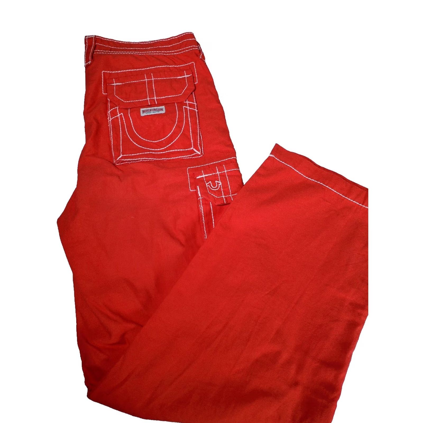 True Religion VINTAGE True Religion Military Cargo Big T Pants Fiery Red Cotton Women's Size 30 Size 30" / US 8 / IT 44 - 3 Thumbnail