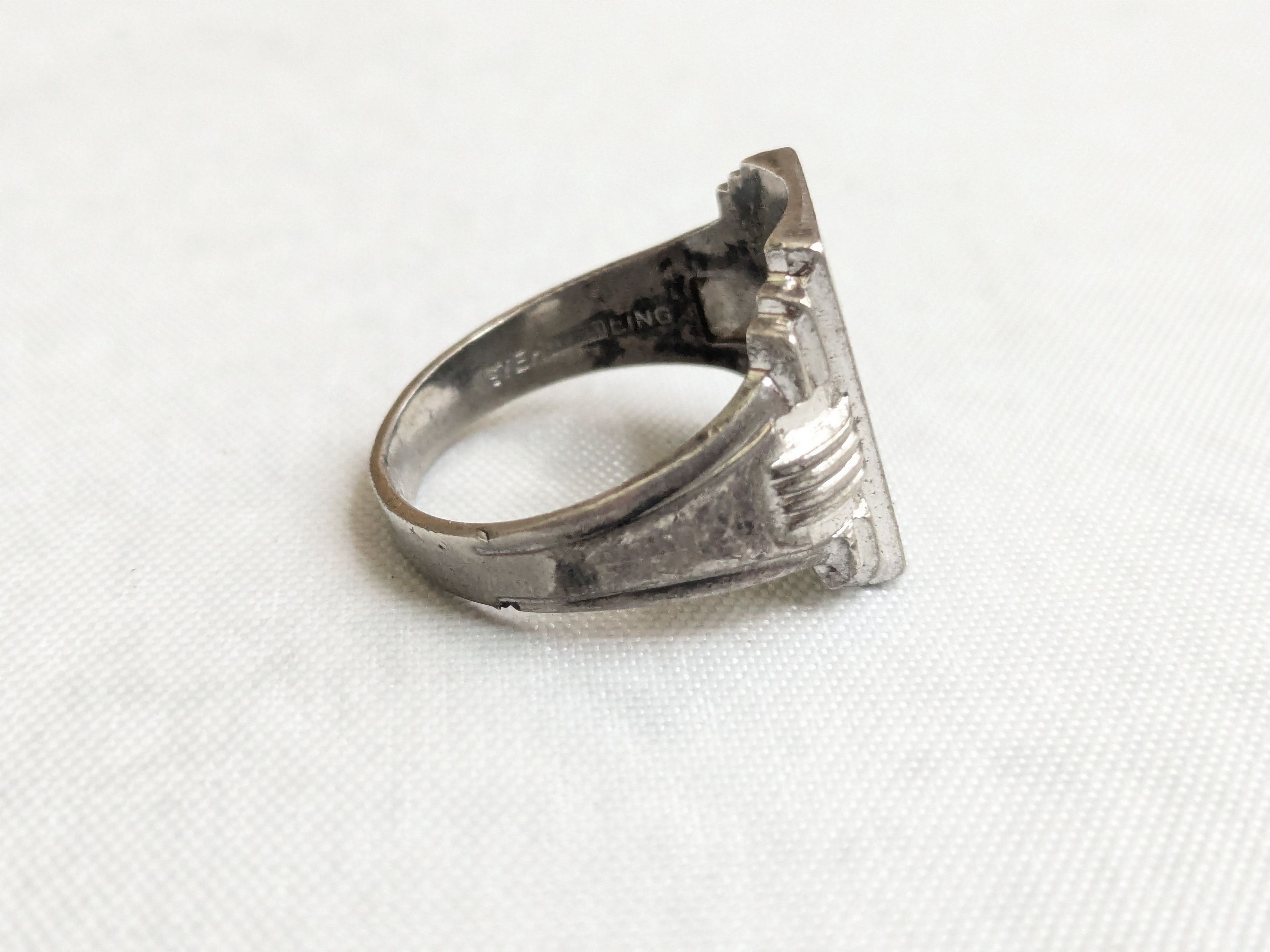 Jewelry Vintage Sterling Silver Signet Ring 11.25 Rectangle Monogram Size ONE SIZE - 7 Thumbnail