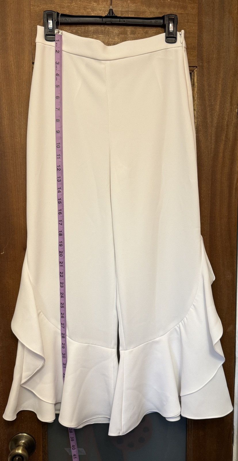 Zara Zara Women Soft White Cropped High Waisted Ruffle Pants Size 28" / US 6 / IT 42 - 7 Thumbnail