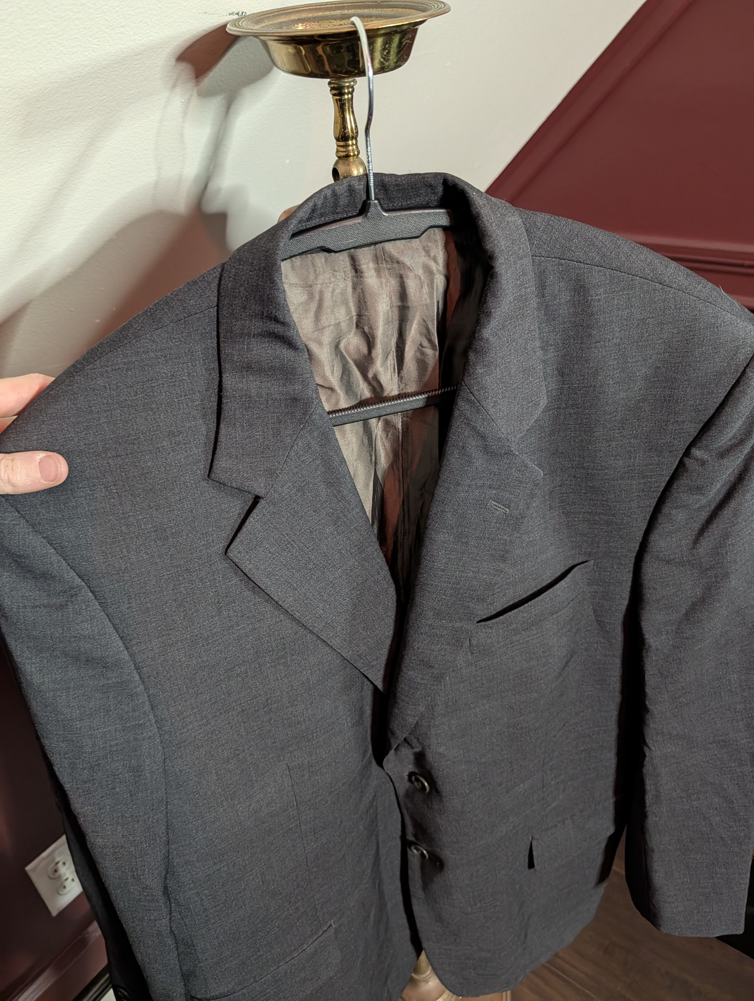 Vitale Barberis Canonico Di Barna 1969 Super 110s textured gray jacket Italy Size 44R - 2 Thumbnail
