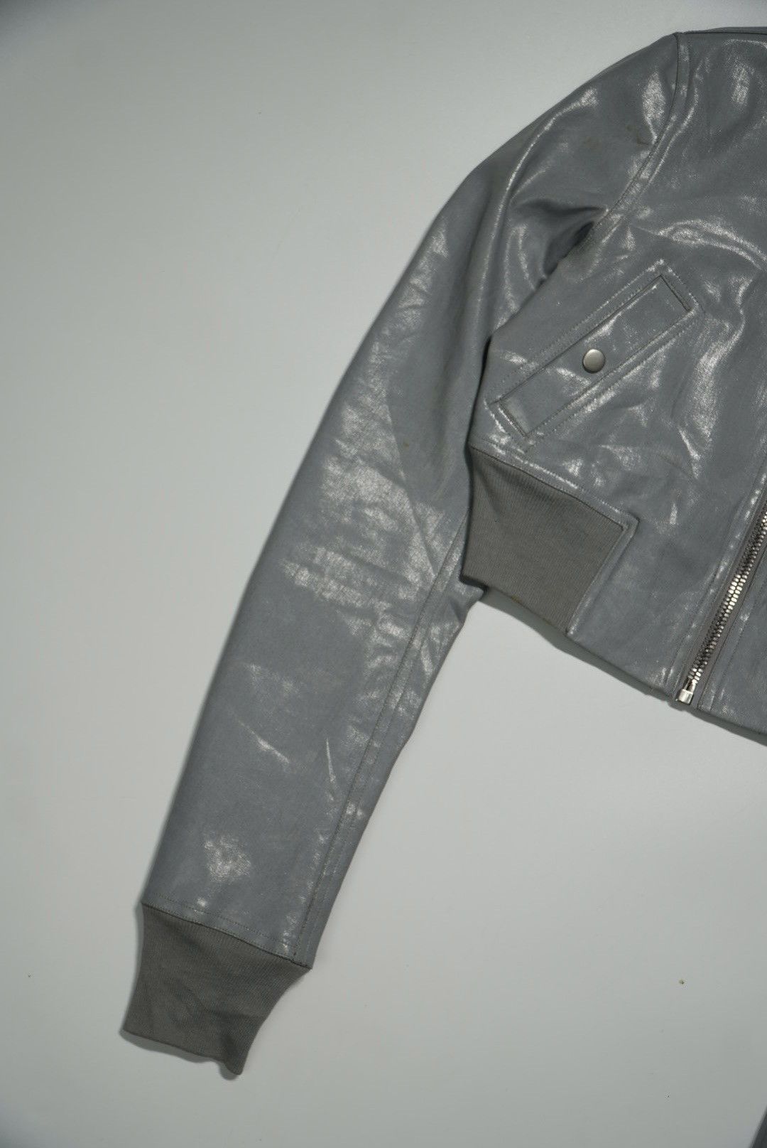 Rick Owens Rick Owens Girders Cropped Bomber Jacket in Silver-Tone Size S / US 4 / IT 40 - 3 Thumbnail