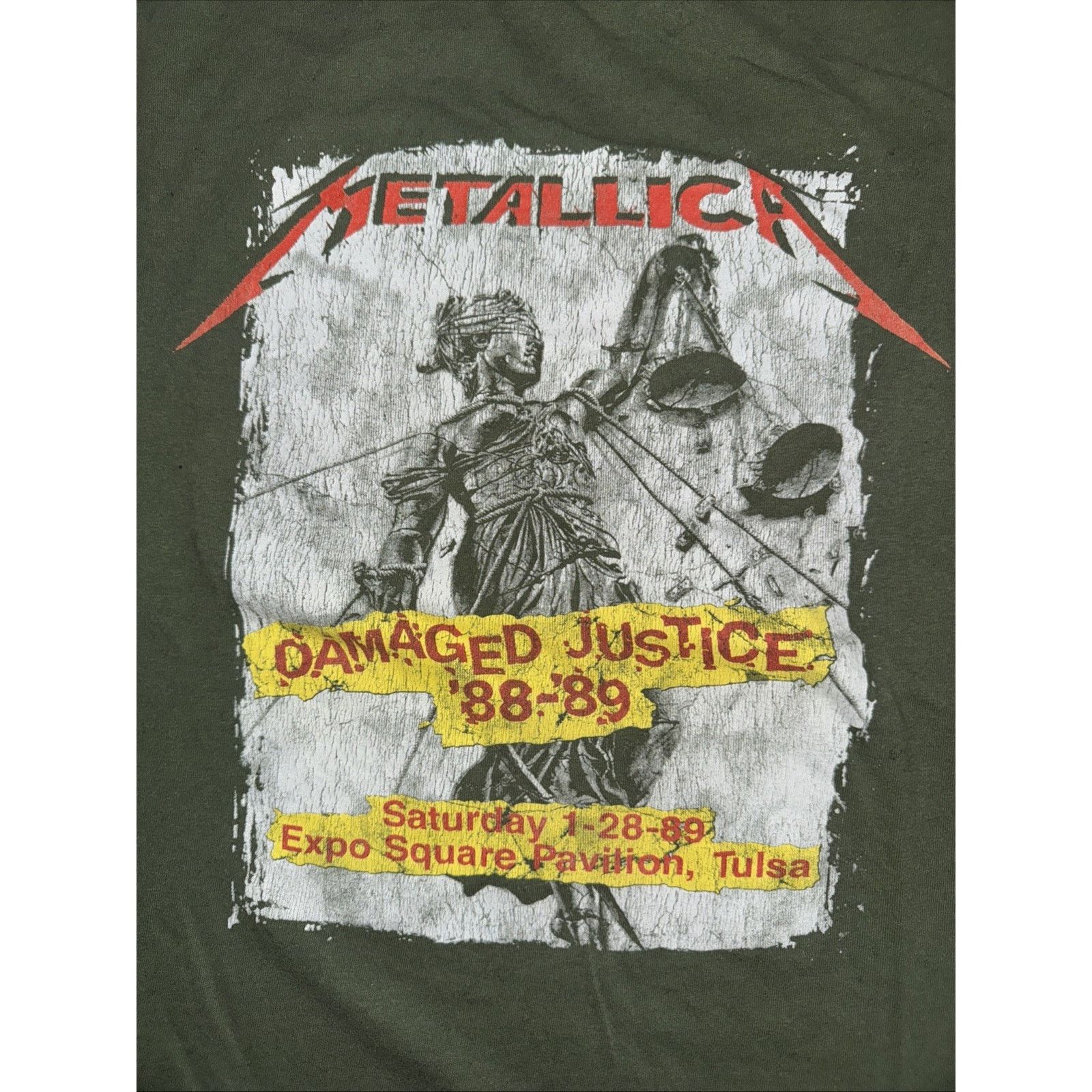 Band Tees × Vintage Metallica Damaged Justice 88-89 T-Shirt Green M 20x24 Band Size US M / EU 48-50 / 2 - 2 Thumbnail