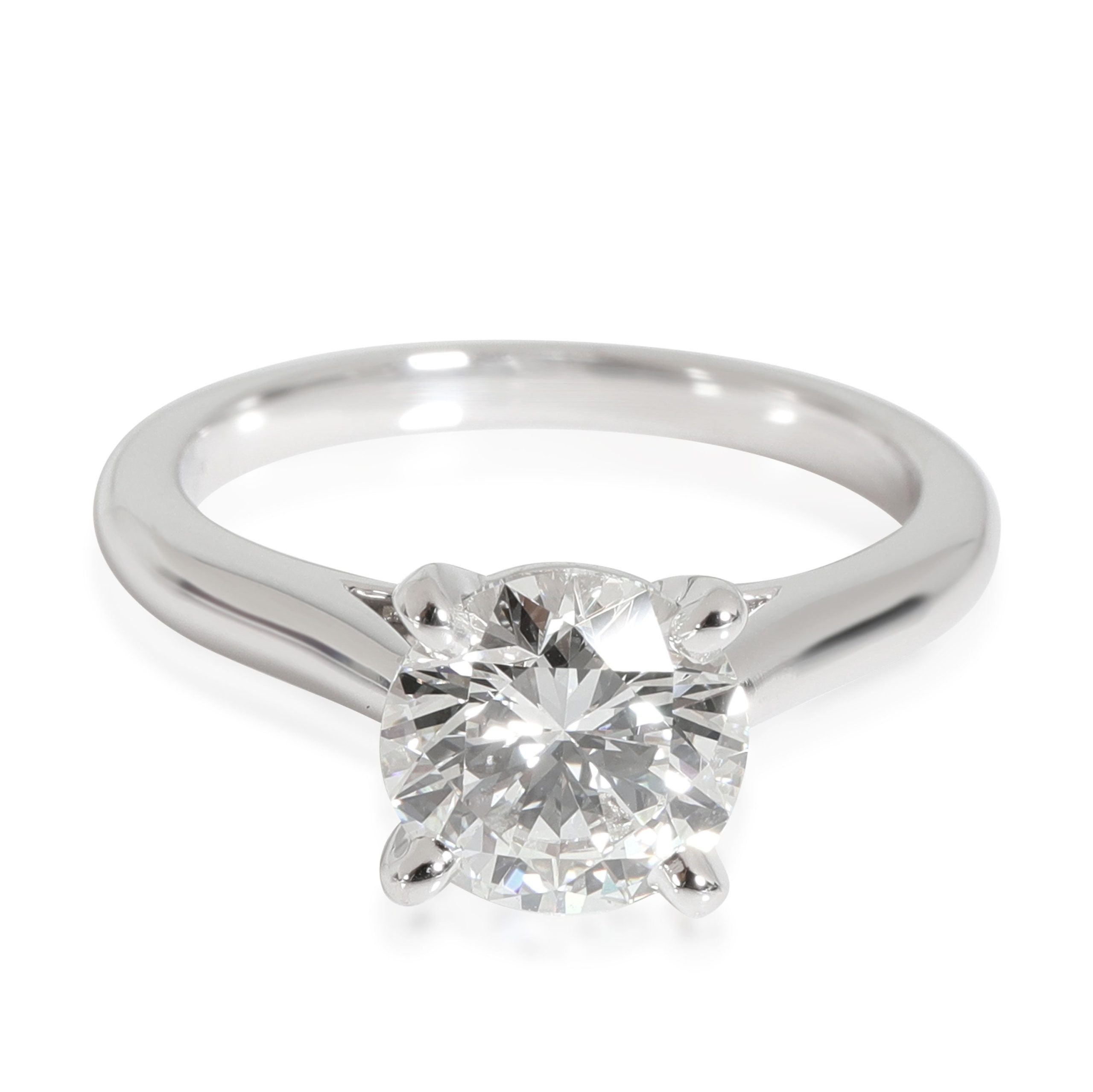 image of Cartier 1895 Diamond Engagement Ring In Platinum G Vs2 1.38 Ctw in Silver, Women's