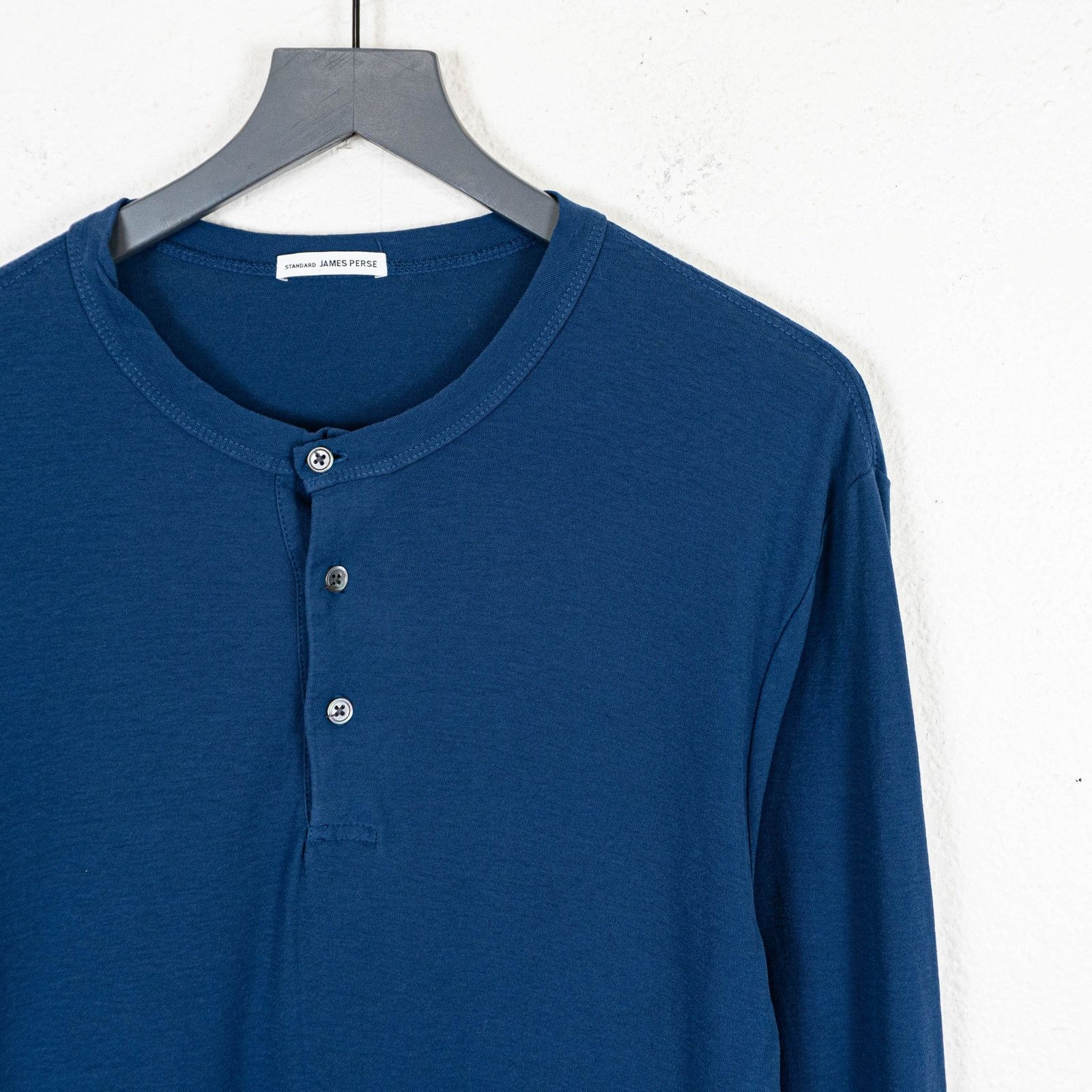 James Perse JAMES PERSE Standard Long Sleeve Henley Shirt Blue cotton 2 Size US M / EU 48-50 / 2 - 7 Thumbnail
