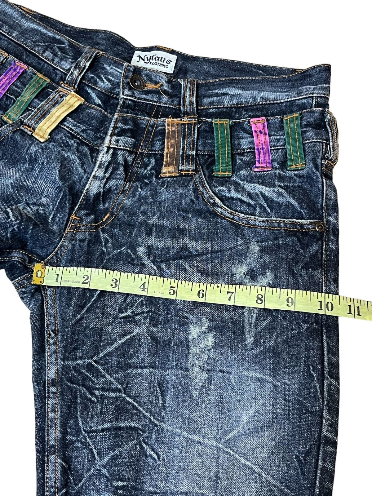 Japanese Brand SICK🔥JAPANESE BRAND "NYLAUS JEANS" DOUBLE WAIST JEANS/DENIM Size US 31 - 13 Thumbnail