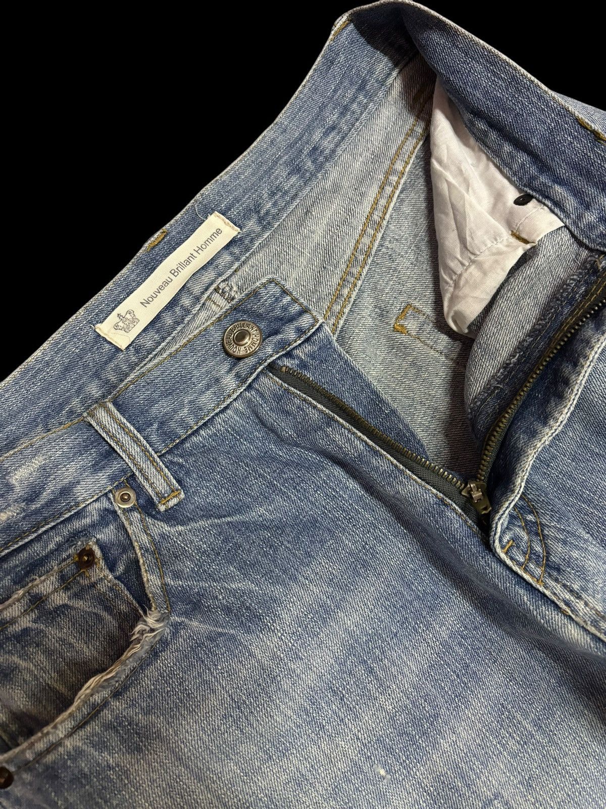 Japanese Brand Vtg Japan Noveau Brillant Homme Distressed Patchwork Jeans Size US 30 / EU 46 - 5 Thumbnail